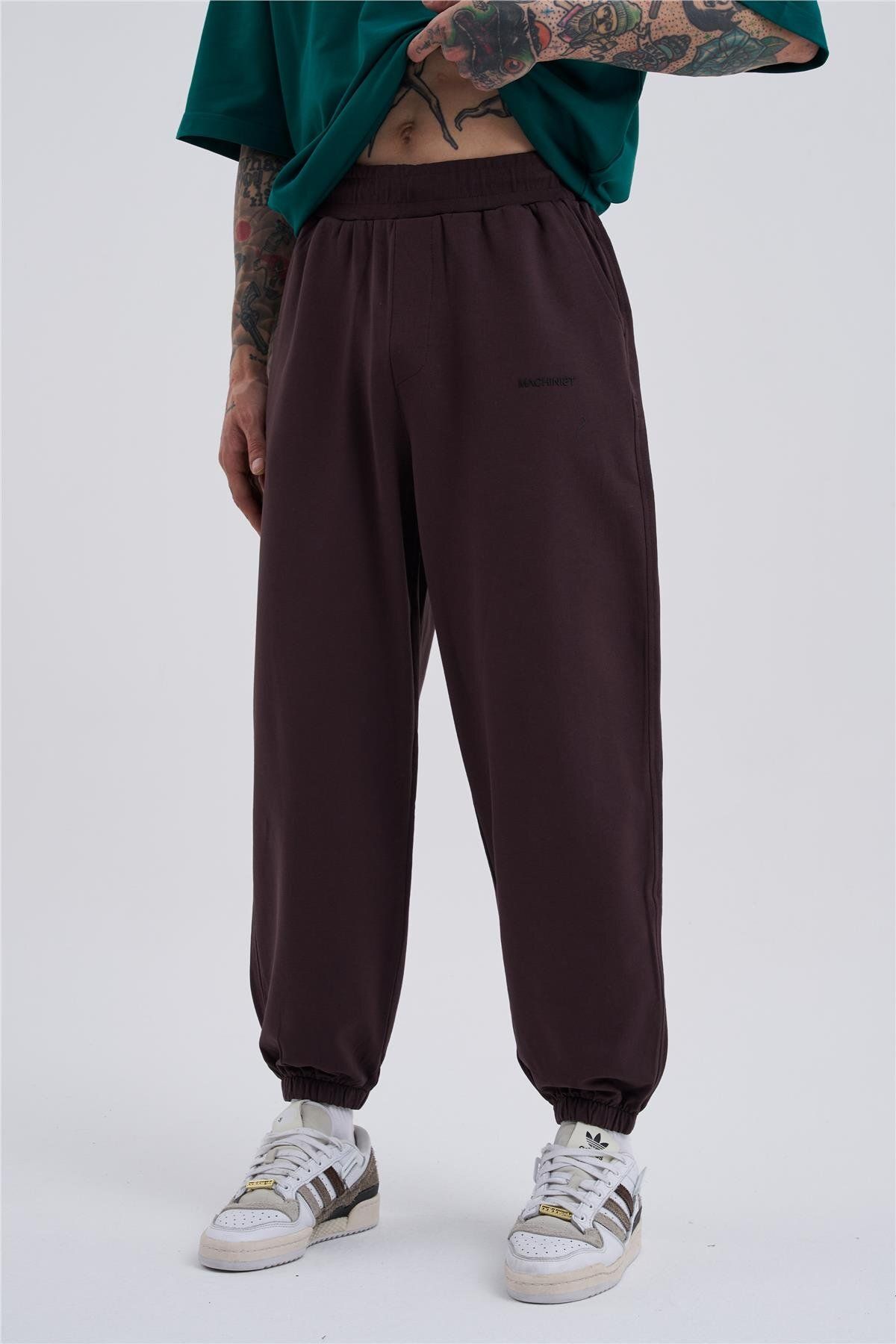 Machinist Oversize Basic Paça Lasiktli Jogger Eşofman Açık Kahve