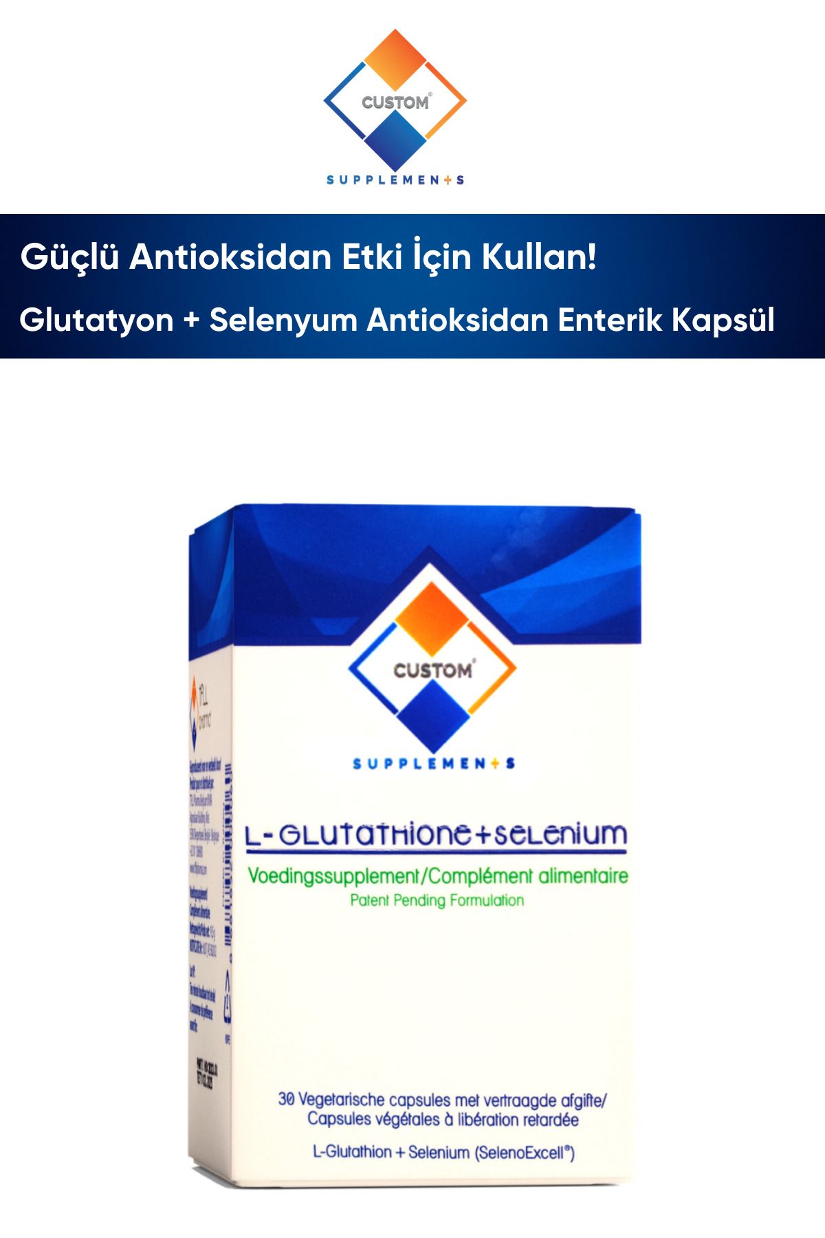 Custom Supplements Glutatyon + Selenyum Enterik Kapsül 30 Kapsül