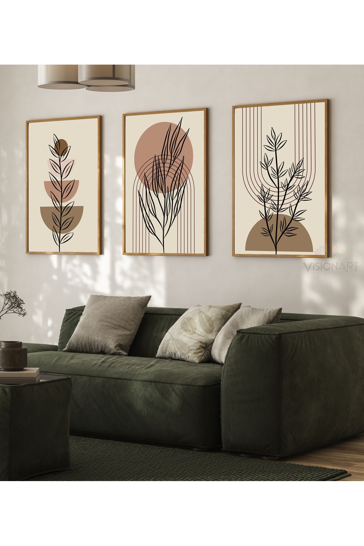CANVASUM Minimalist Line Art Boho Çerçevesiz 3'lü set TABLO