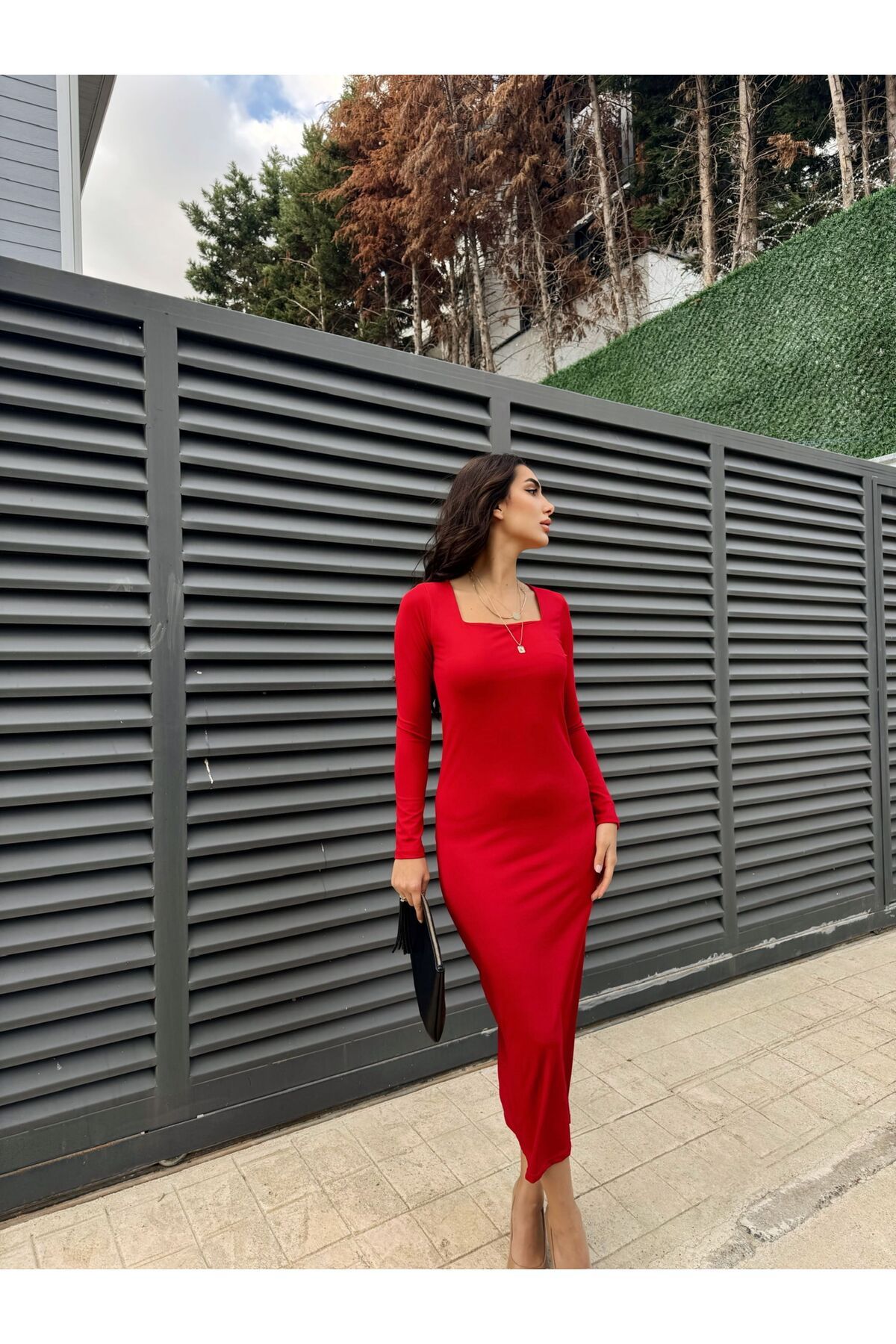 Sindimoda Kylea Kare Yaka Dalgıç Elbise 3059