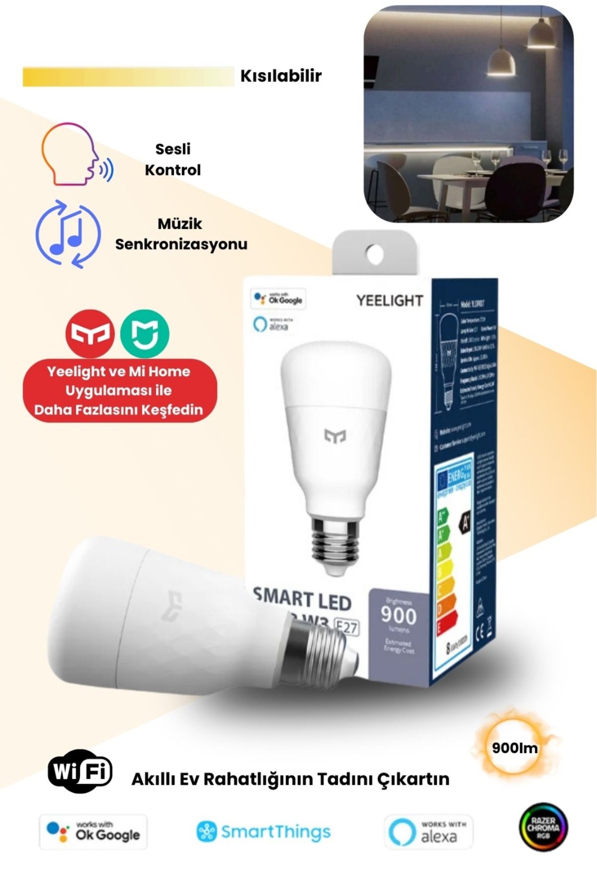 Yeelight W3 Led Akıllı Ampul E27 (AYARLANABİLİR SARI)
