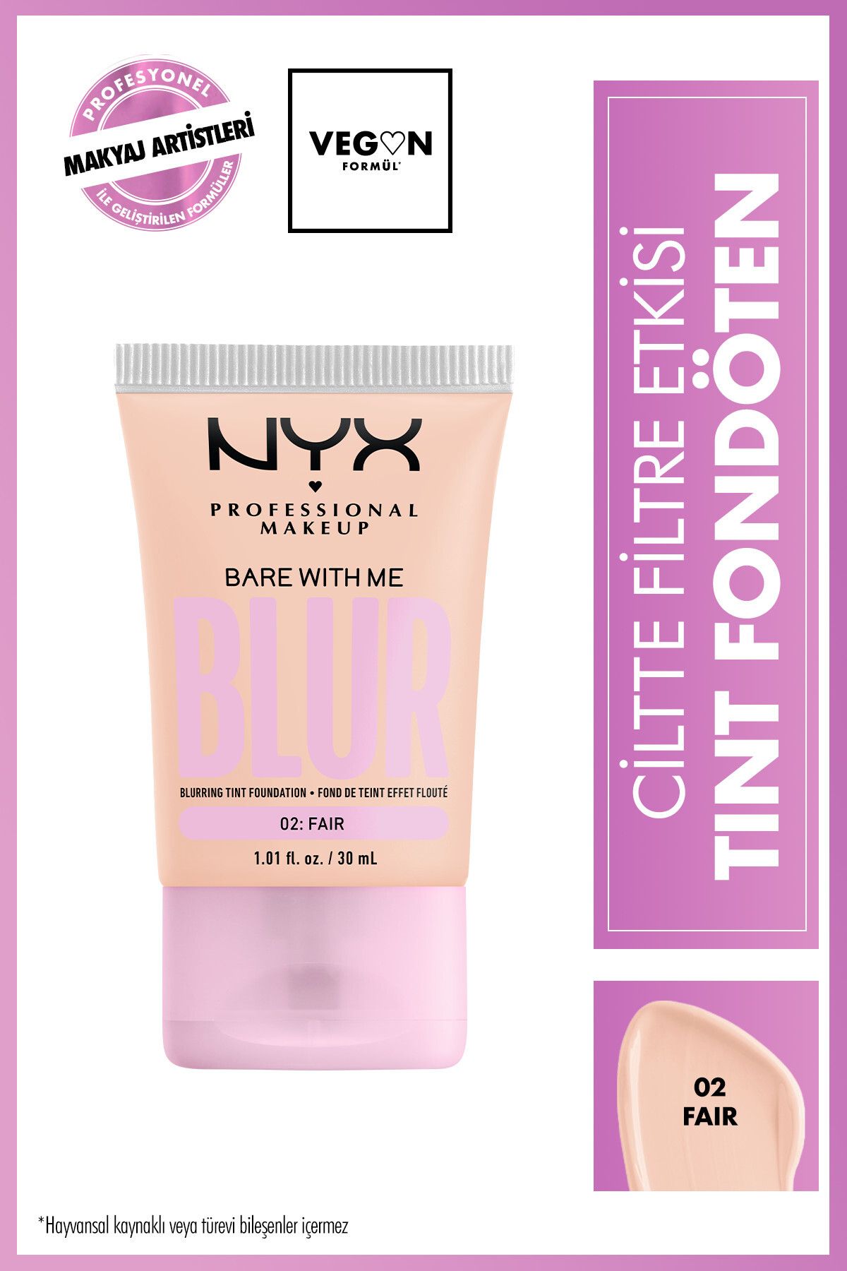 NYX Professional Makeup Blur Tint Ciltte Filtre Etkili Fondöten - 02 Fair