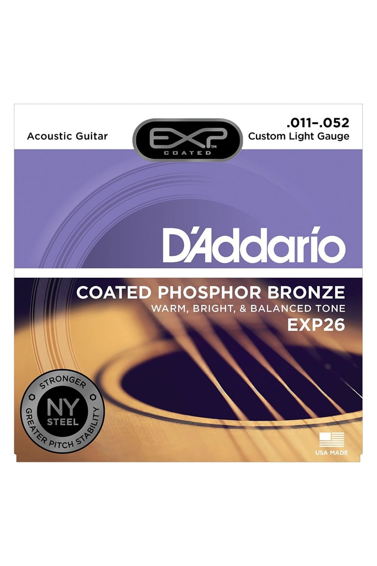 D'Addario Exp26 Coated Phosphor Bronz Custom Akustik Gitar Teli 11-52