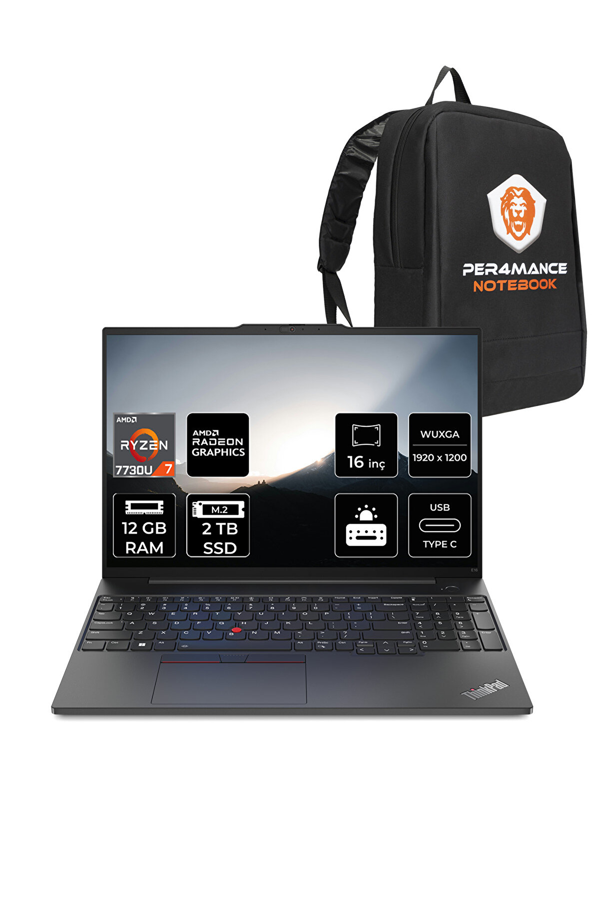 ThinkPad E16 AMD Ryzen 7 7730U 12GB 2TB SSD 16