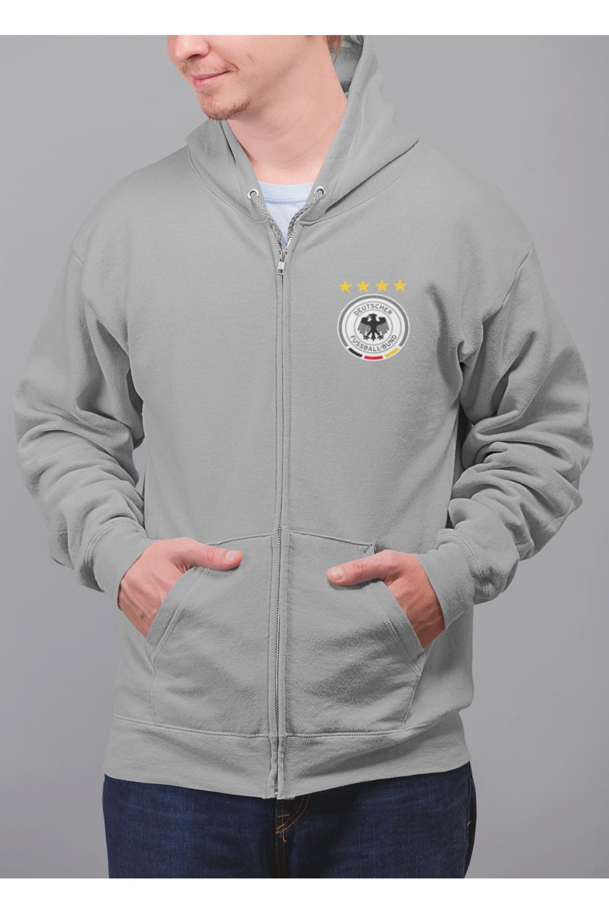 Biy Store Almanya milli takım forma baskılı unisex kapüşonlu fermuarlı ceket sweatshirt