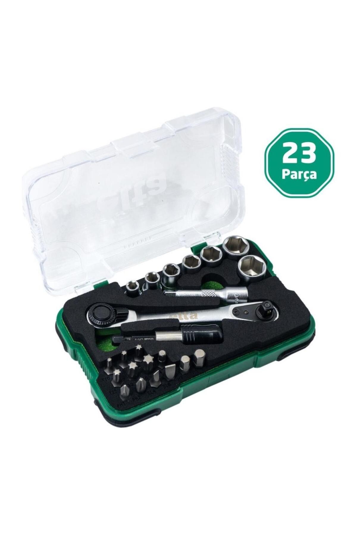 Elta 1/4" Altıköşe Cırcırlı Lokma Anahtar Ve Bits Uç Seti 23 Parça