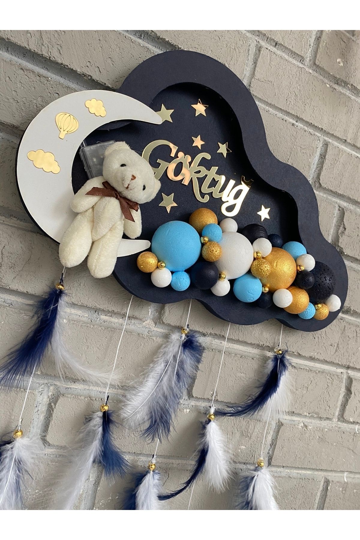 NeşeliAtölyem Ledli Bulut Bubble Bebek Kapı Süsü