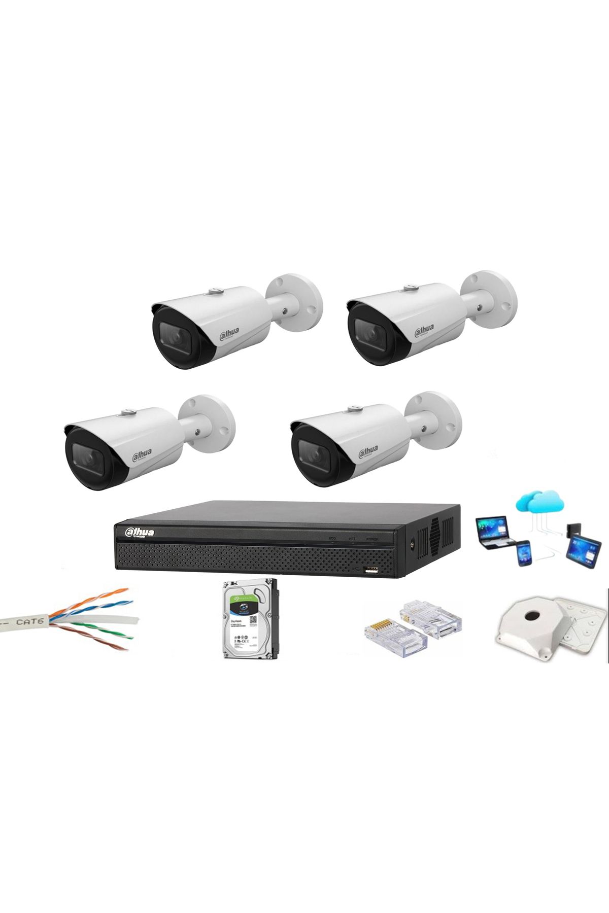 Dahua 4 KAMERALI 2 MP STARLİGHT IP GÜVENLİK KAMERA SETİ