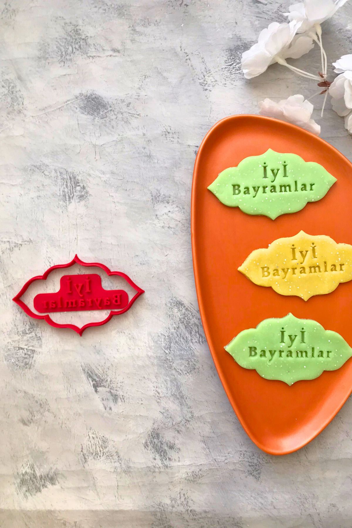 CESTOPİENO 2'li İyi Bayramlar Hamur Şekillendirici , Kurabiye Kalıbı, Seramik, Polimer Kil