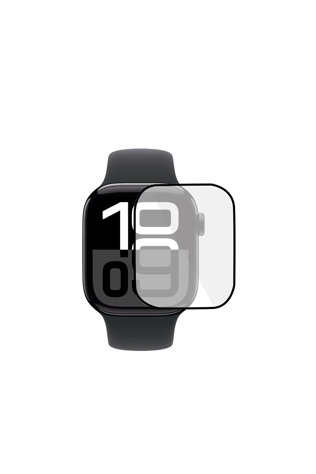 Microcase Apple Watch Series 10 42mm Tam Kaplayan Kavisli Ekran Koruyucu 3D Pet Film - Siyah AL3385