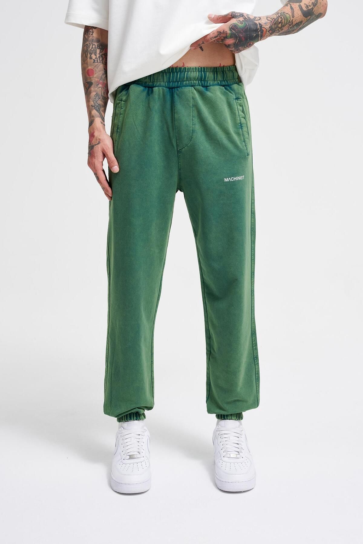 Machinist Erkek Luxury Basic Yıkamalı Jogger Yeşil Eşofman Altı