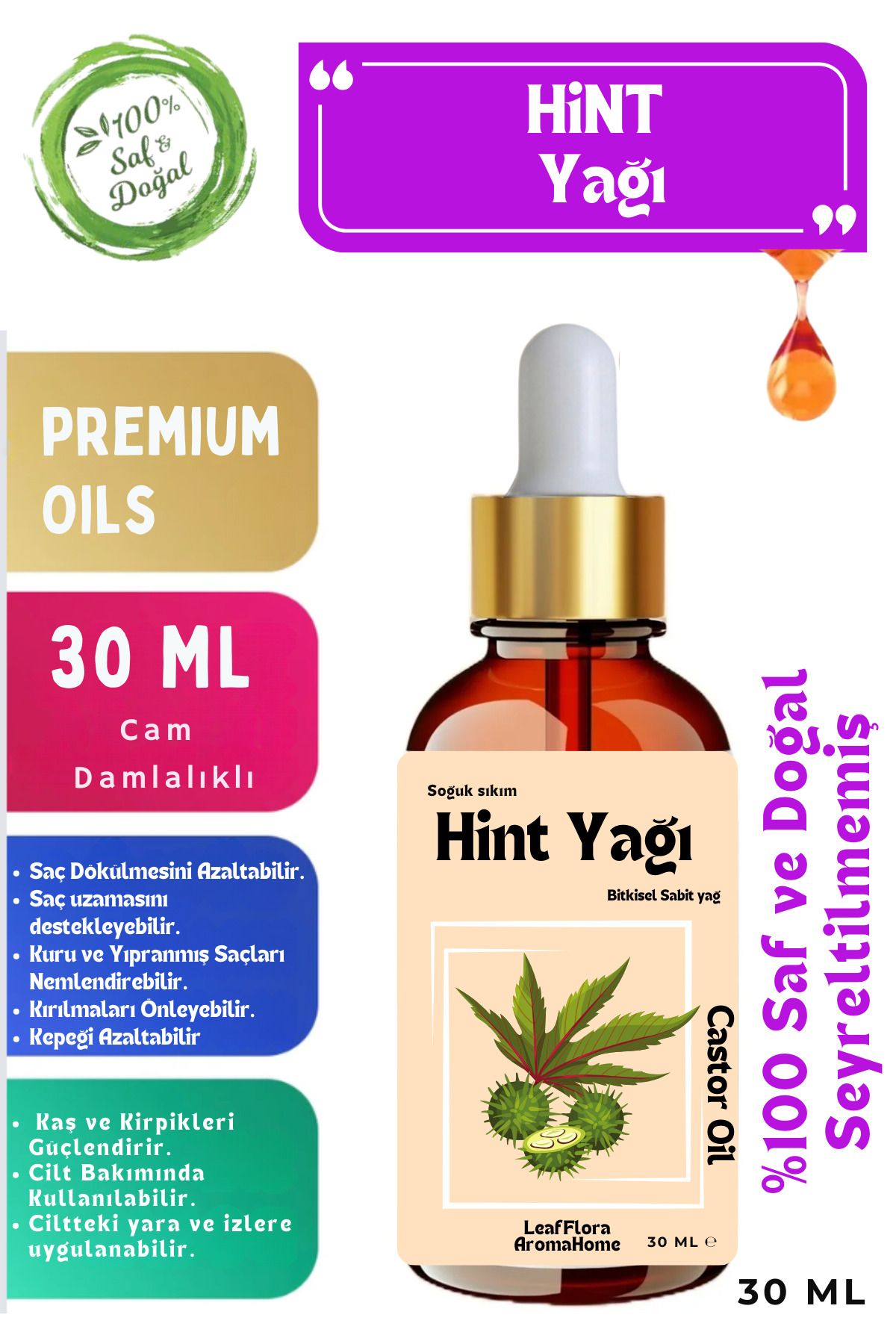 LeafFlora AromaHome Hint Yağı 30 ML - %100 Saf ve Doğal