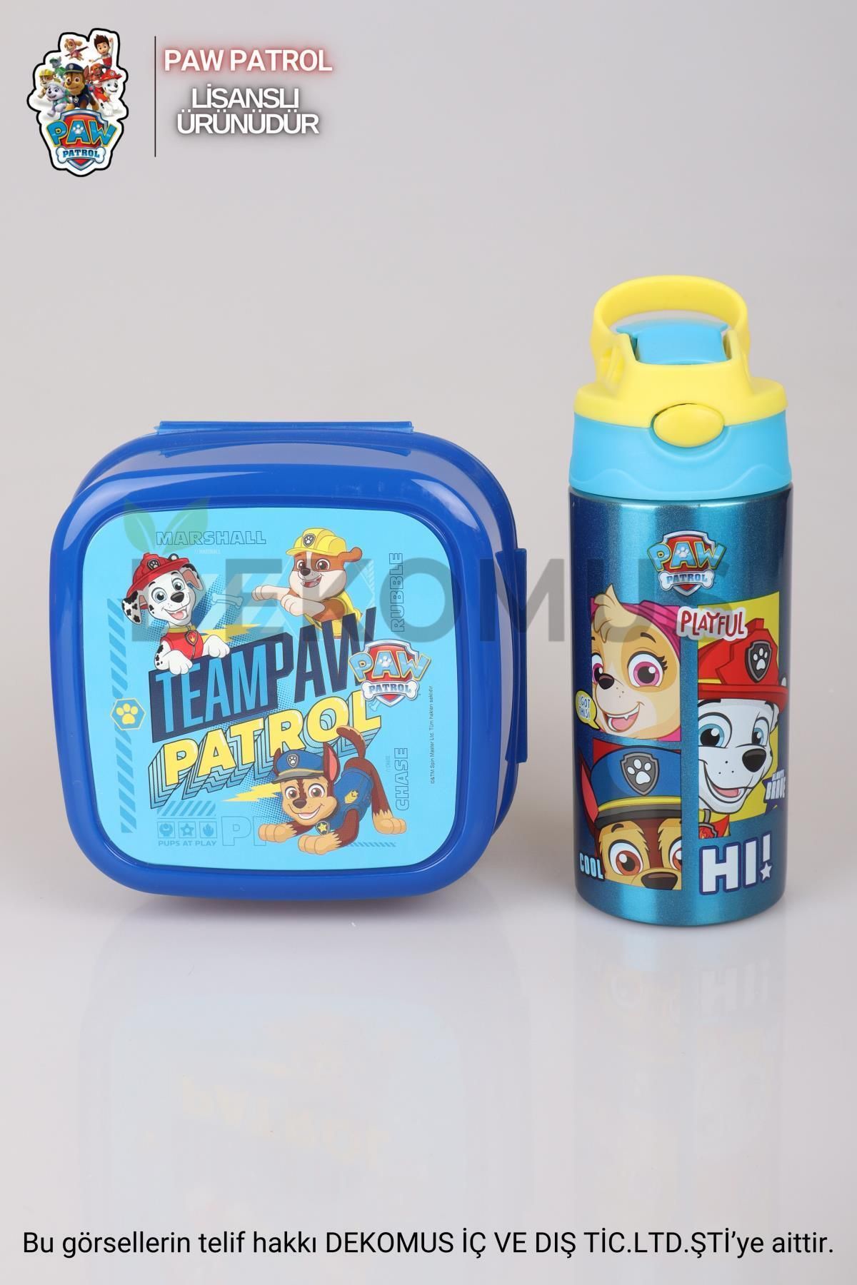 PAW PATROL DEKOMUS LİSANSLI PAW PATROL ÇELİK MATARA 500 ML VE ÇİFT KATLI BESLENME KABI SETİ