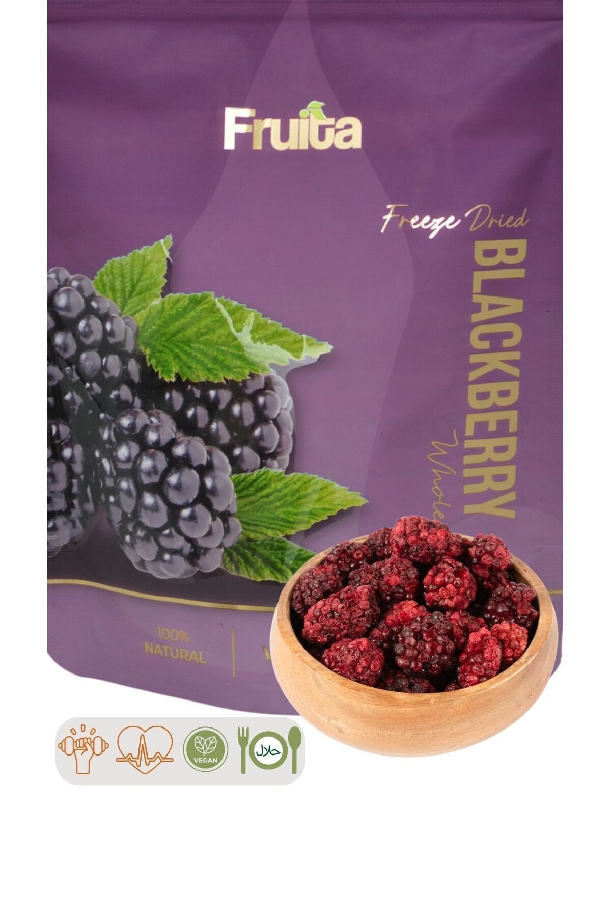 Fruita Böğürtlen Dondurularak Kurutulmuş Meyve - 20gr - Sağlıklı Atıştırmalık Freeze Dried
