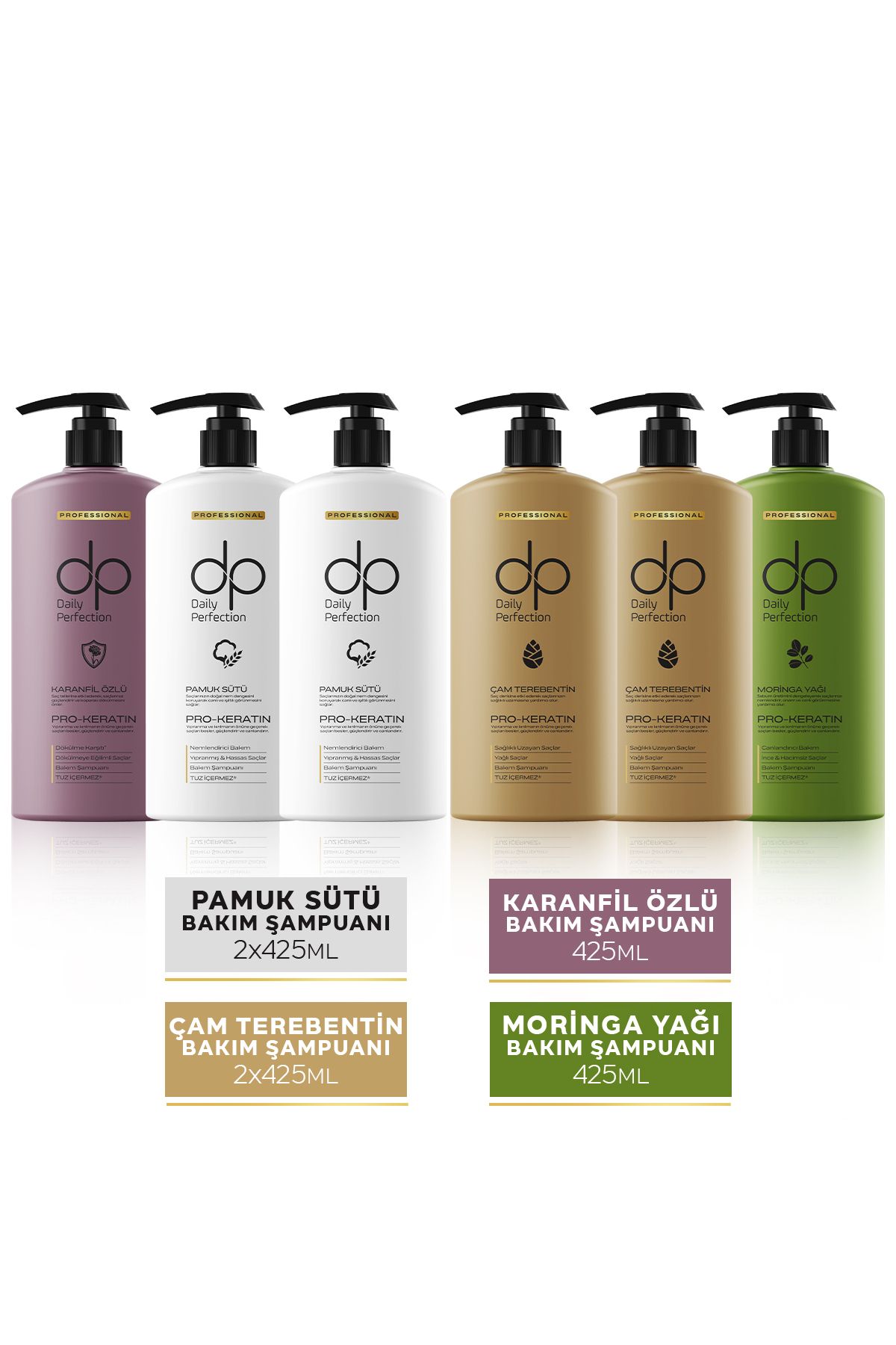 dp Daily Perfection Şampuan Çam Terebentin & Karanfil & Pamuk Sütü & Moringa 425 ml X 6 Adet Set
