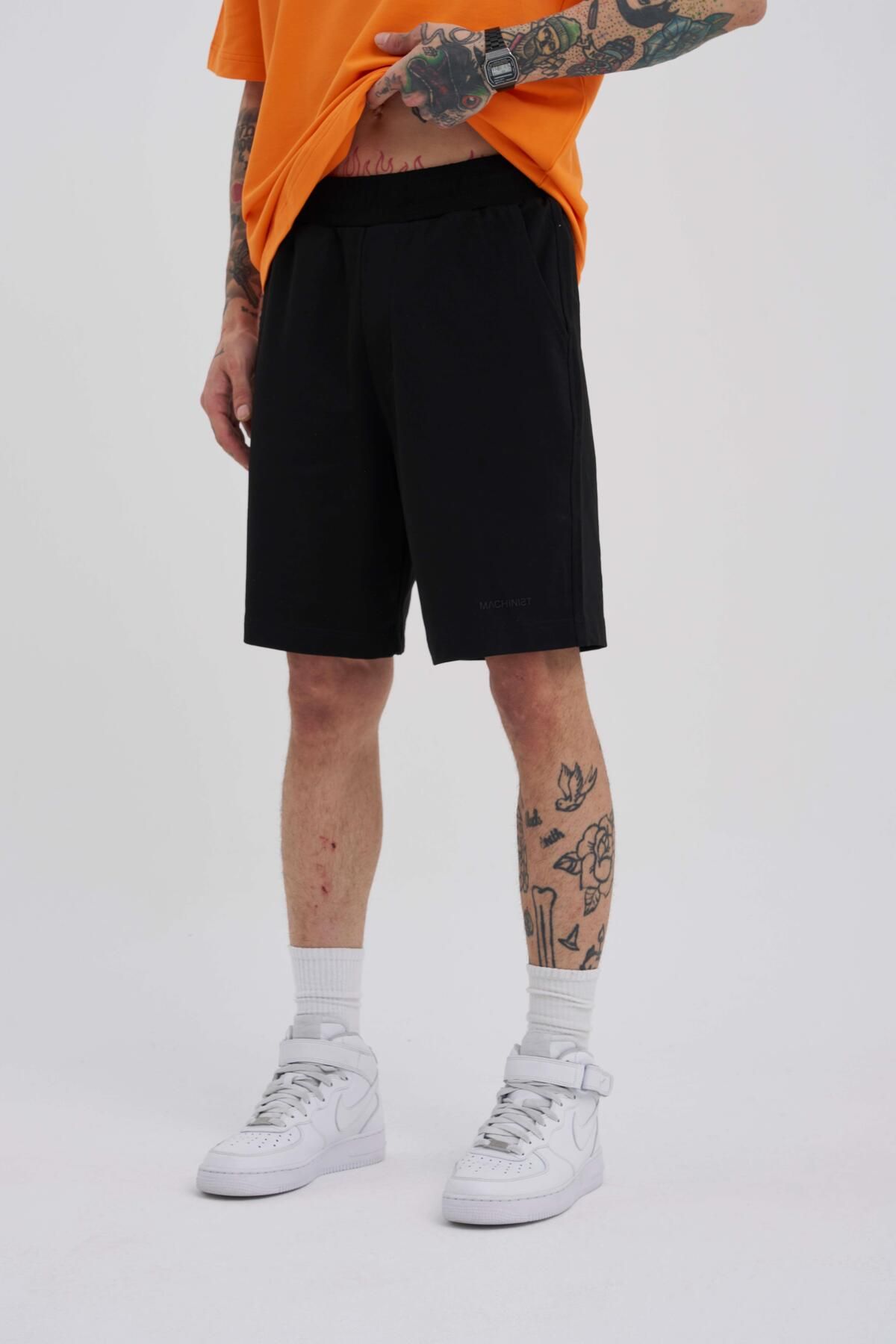 Machinist Erkek Solid Basic Relaxed Siyah Şort