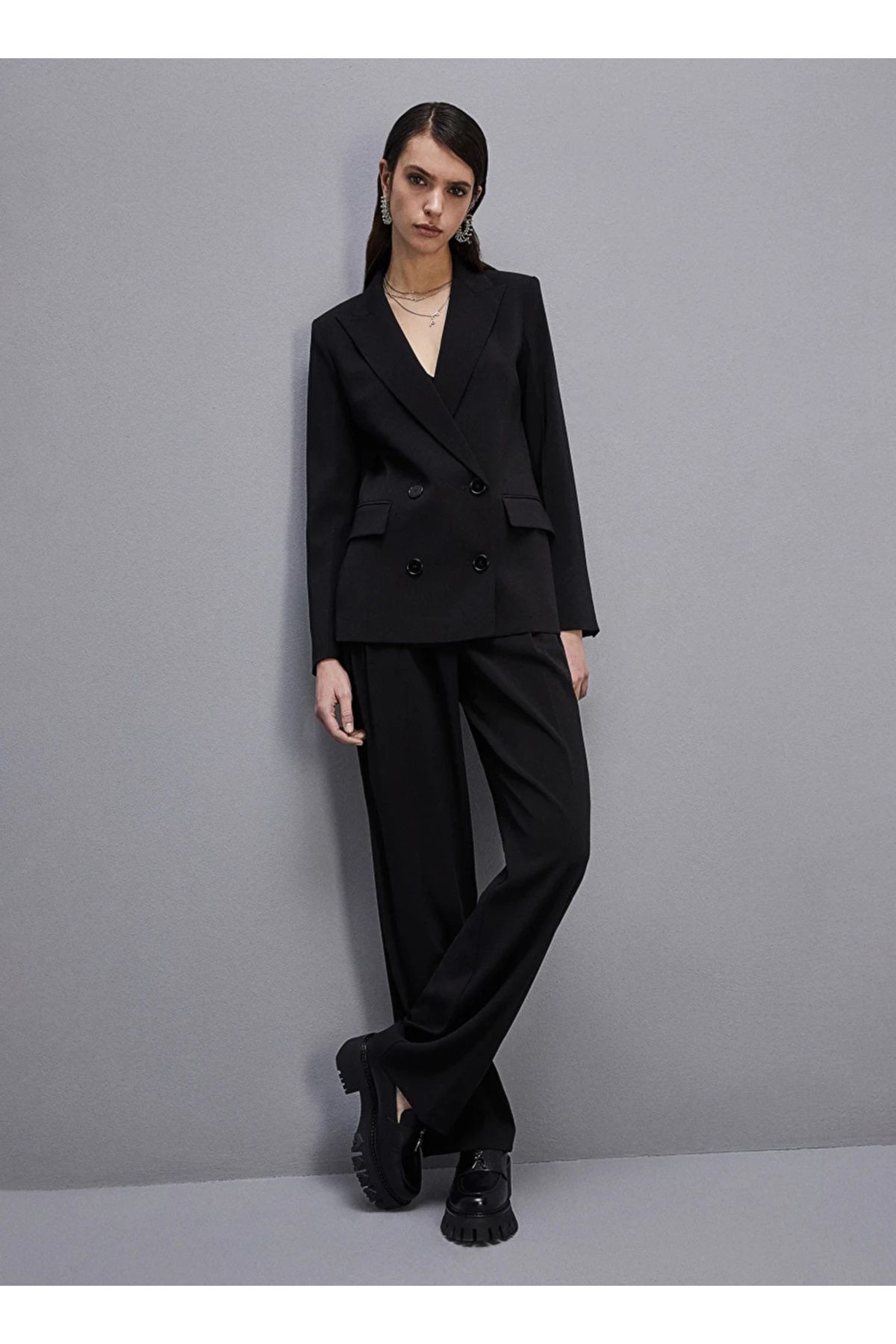 Patrizia Pepe Siyah Kadın Kruvaze Yaka Standart Blazer 8S0483 Beden: M