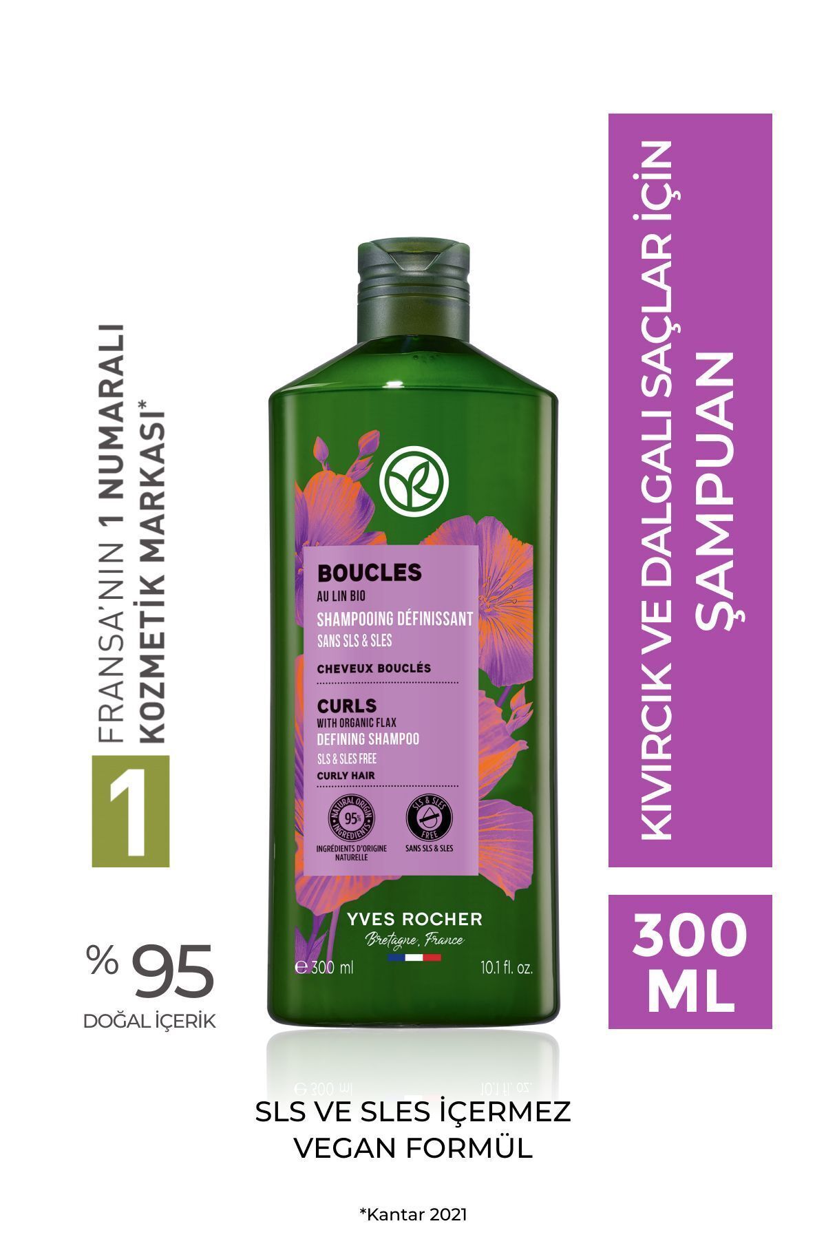 Yves Rocher Frizz Clarifying Shampoo For Curly Wavy Hair That Gives Curls A Natural Look eleg.2771
