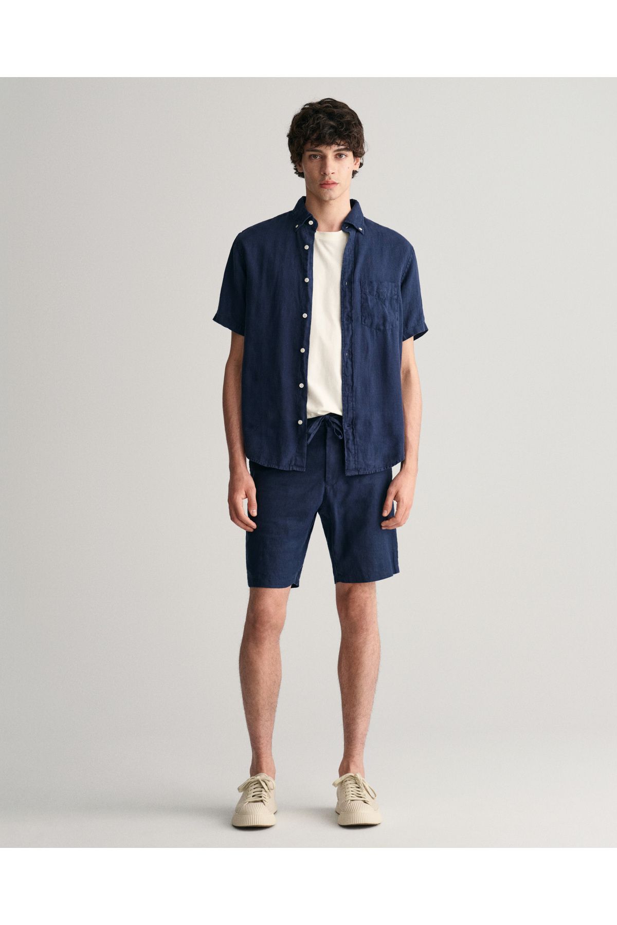 Gant Erkek Lacivert Relaxed Fit Keten Şort