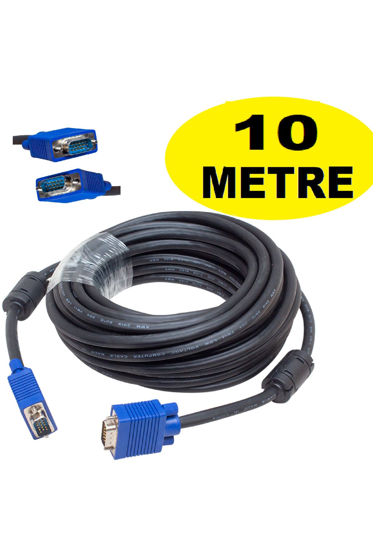 nelerbulurum YÜKSEK KALİTELİ 10 METRE Vga Kablosu Ekran Lcd Monitör Projeksiyon Bağlantı Kablosu - Çift Filtreli