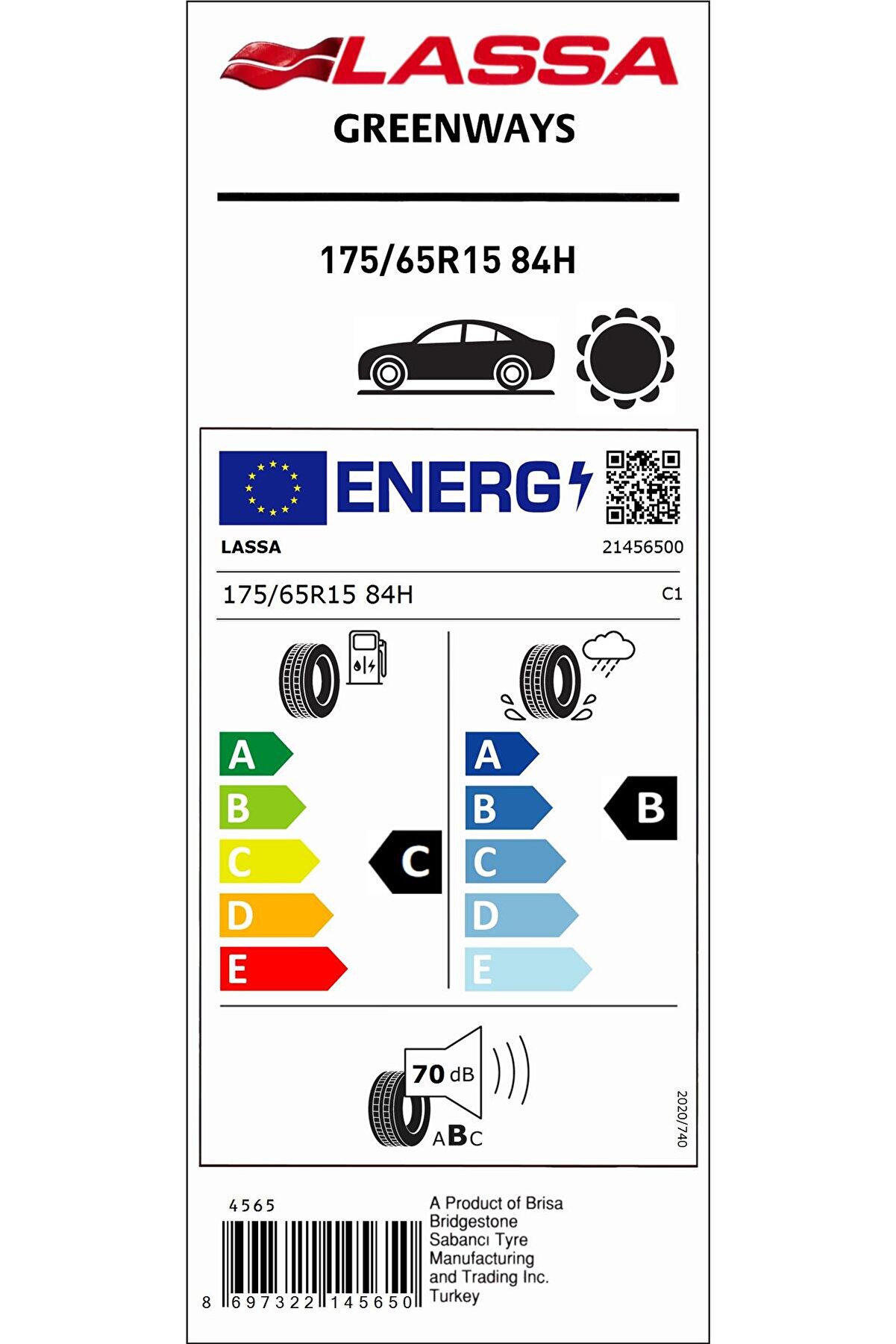 175/65R15 84H GREENWAYS OTO YAZ LASTİĞİ (ÜRETİM YILI1992024)