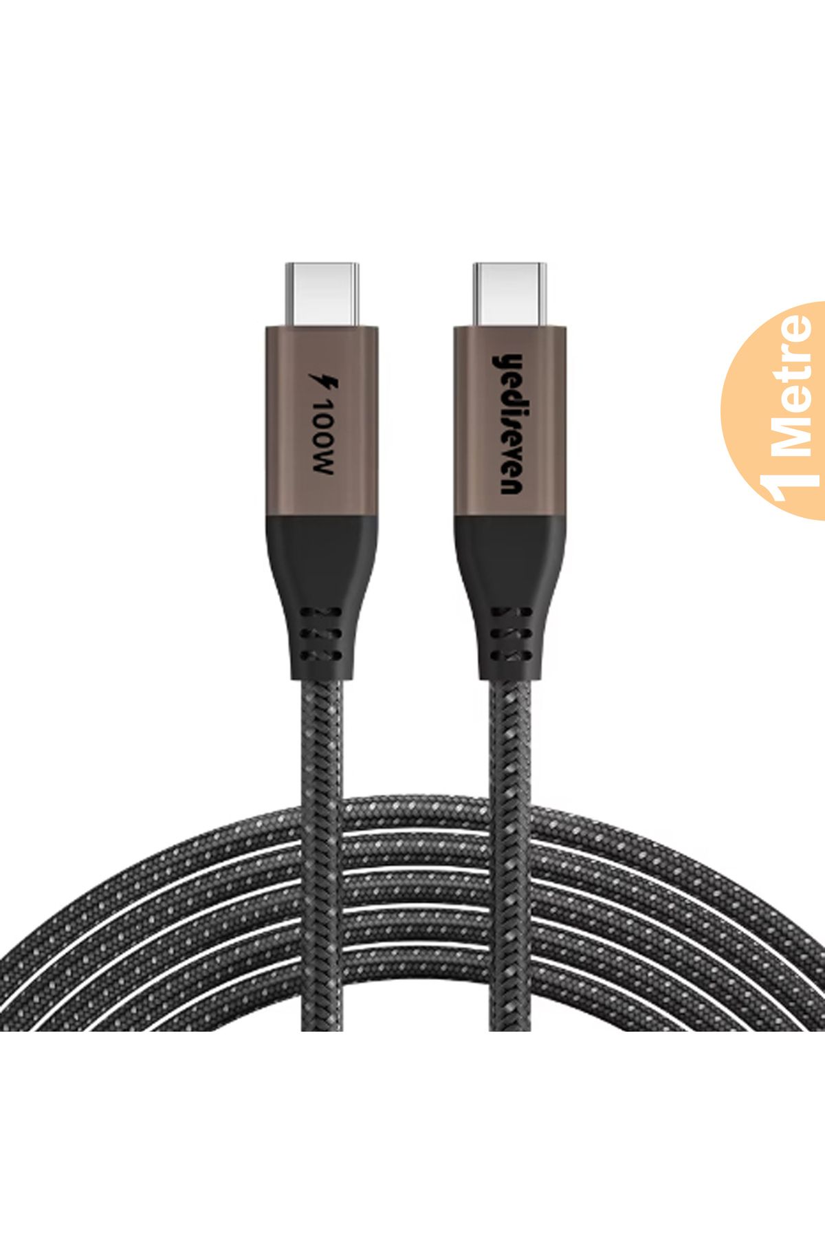 yediseven Type C to Type C 100Watt Android Huawei Xiaomi İphone Hızlı Şarj Data Kablosu 20V/5A Siyah 1 Metre