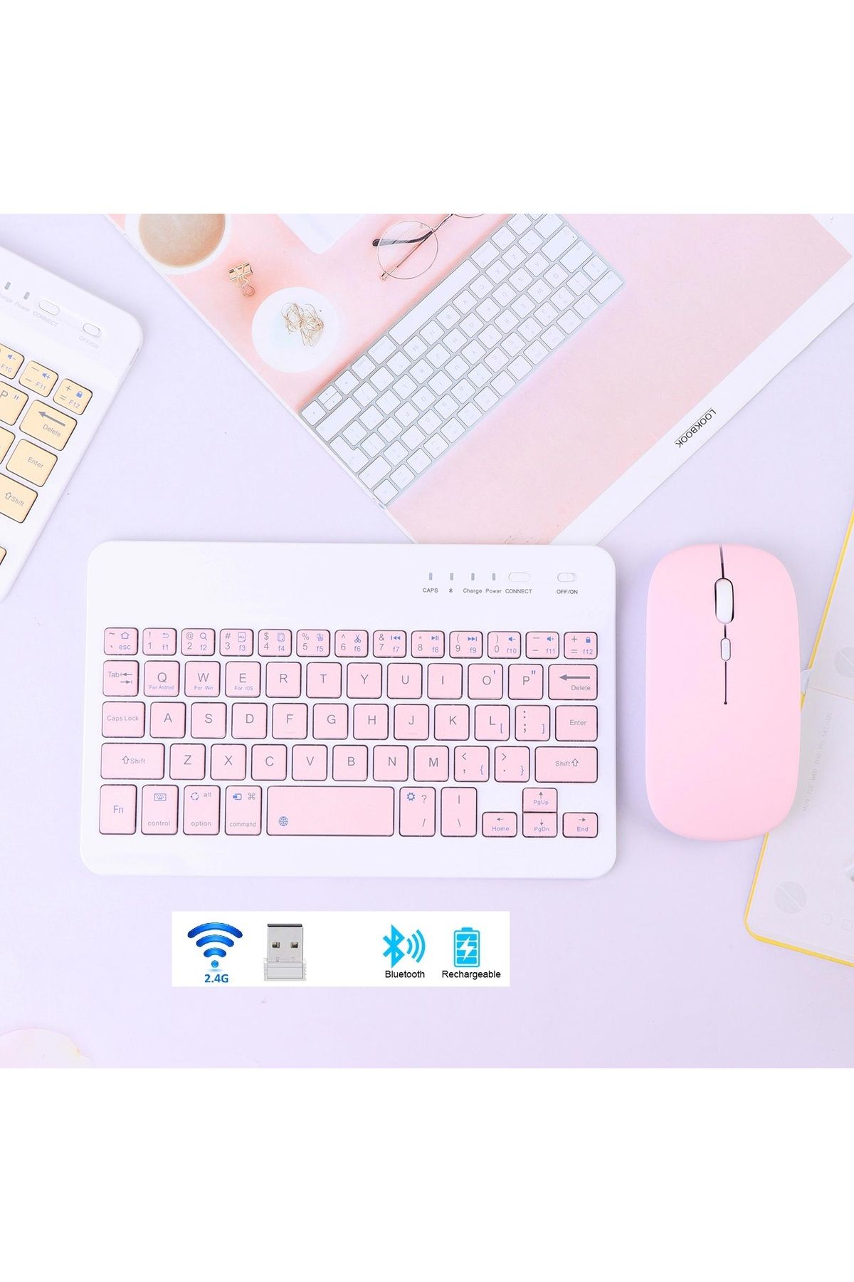JUNGLEE BLUETOOTH + USB WİRELESS KLAVYE MOUSE SETİ SESSİZ ŞARJLI BT+USB MOUSE & KEYBOARD SET