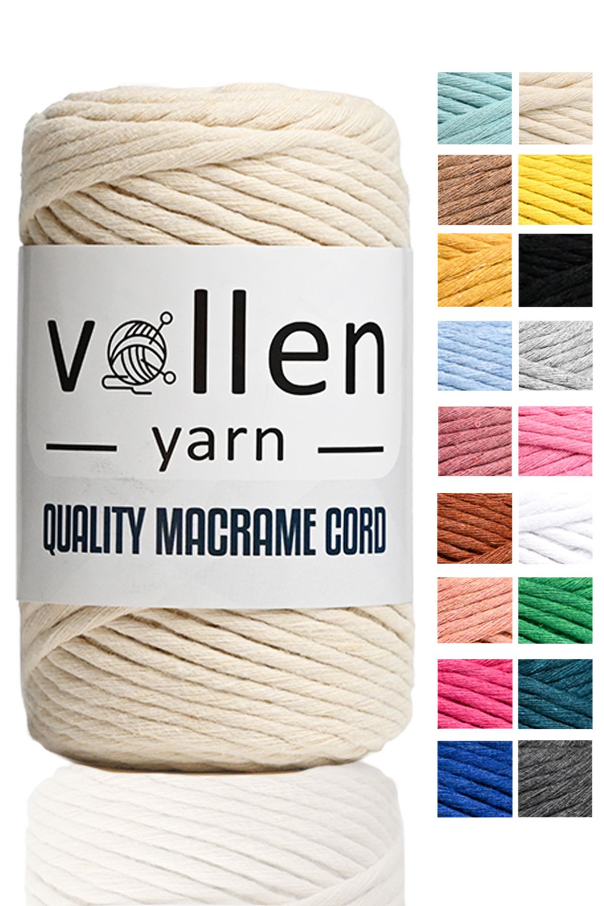 vollen yarn Taranan Makrome Ipi, 3mm Tek Büküm,Makrome Örgü İpi, Taranabilir Pamuk Makrome