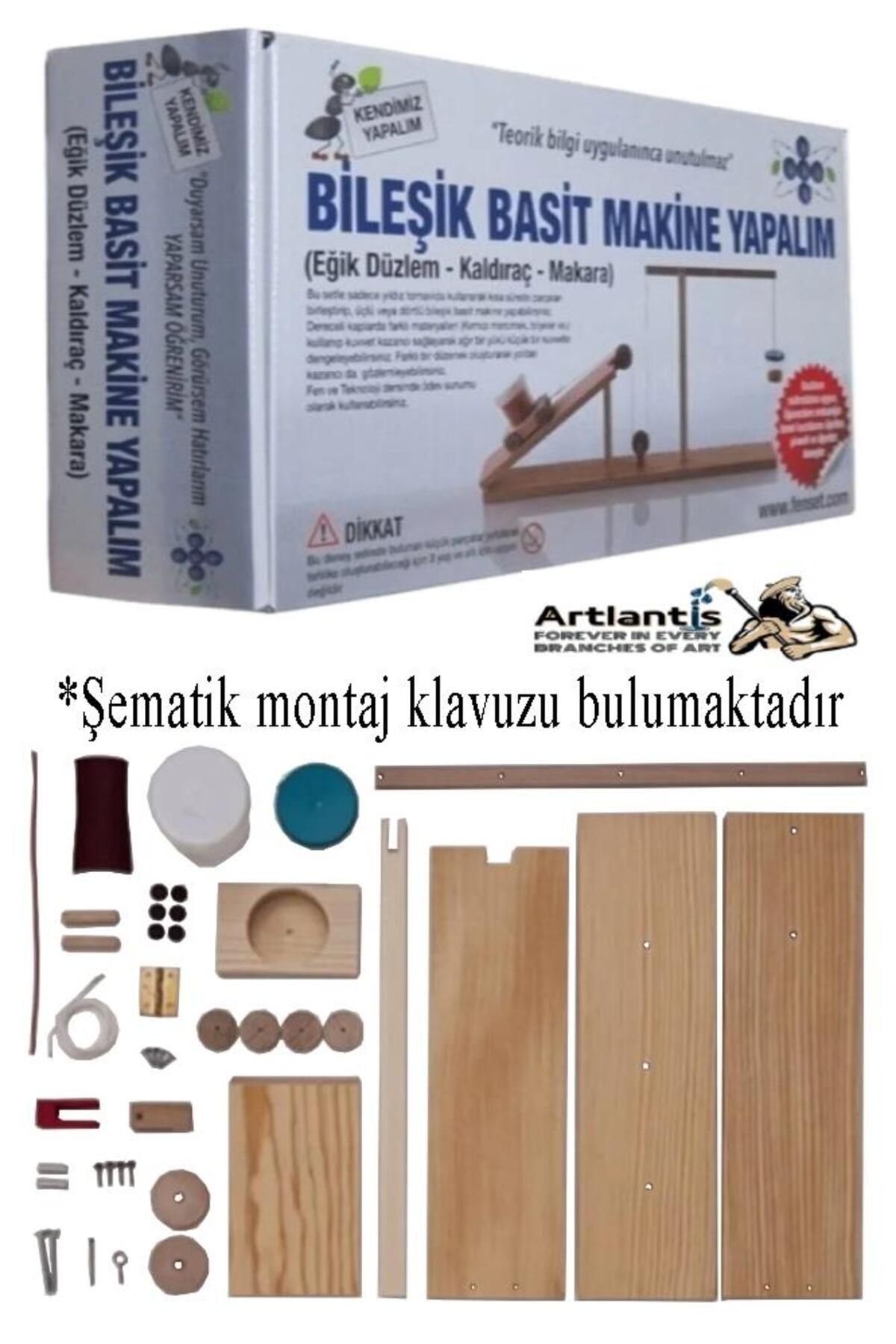 Artlantis Eğik Düzlem Kaldıraç Makara Bileşik Basit Makine Yapım Seti 1 Paket Okul Deney Fizik Deney Seti 37 P