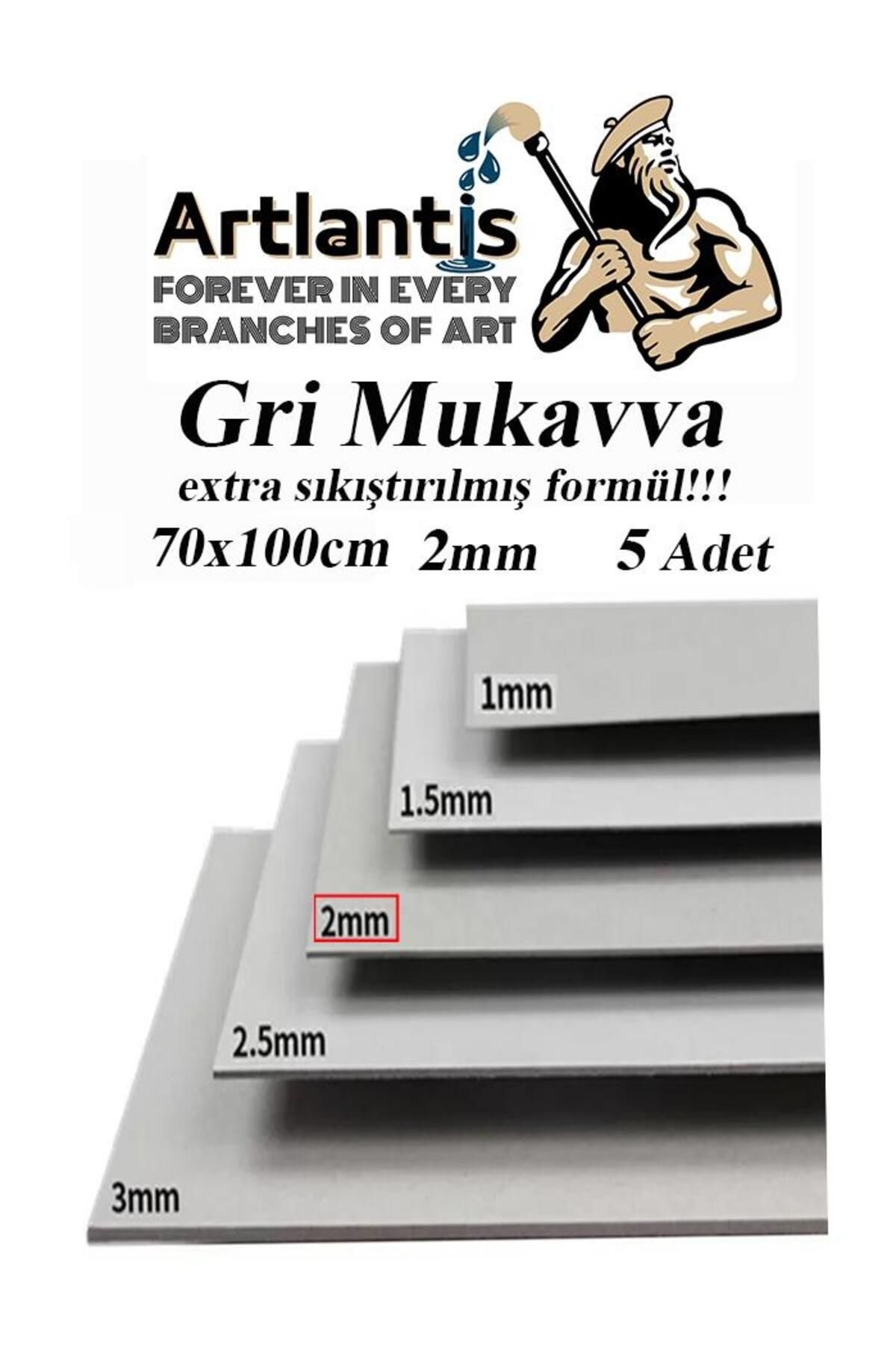 Artlantis Mukavva Gri 2 Mm 70x100 Cm 5 Adet Sert Karton Ekstra Sıkıştırılmış 70*100 Mukavva Gri Renkli 5 Adet