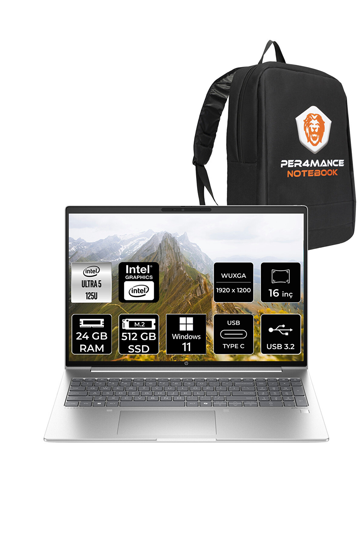ProBook 460 G11 İntel Core Ultra 5 125U 24GB 512GB SSD 16'' WUXGA W11H 9Y7S7ET _89 PER4 ÇANTA