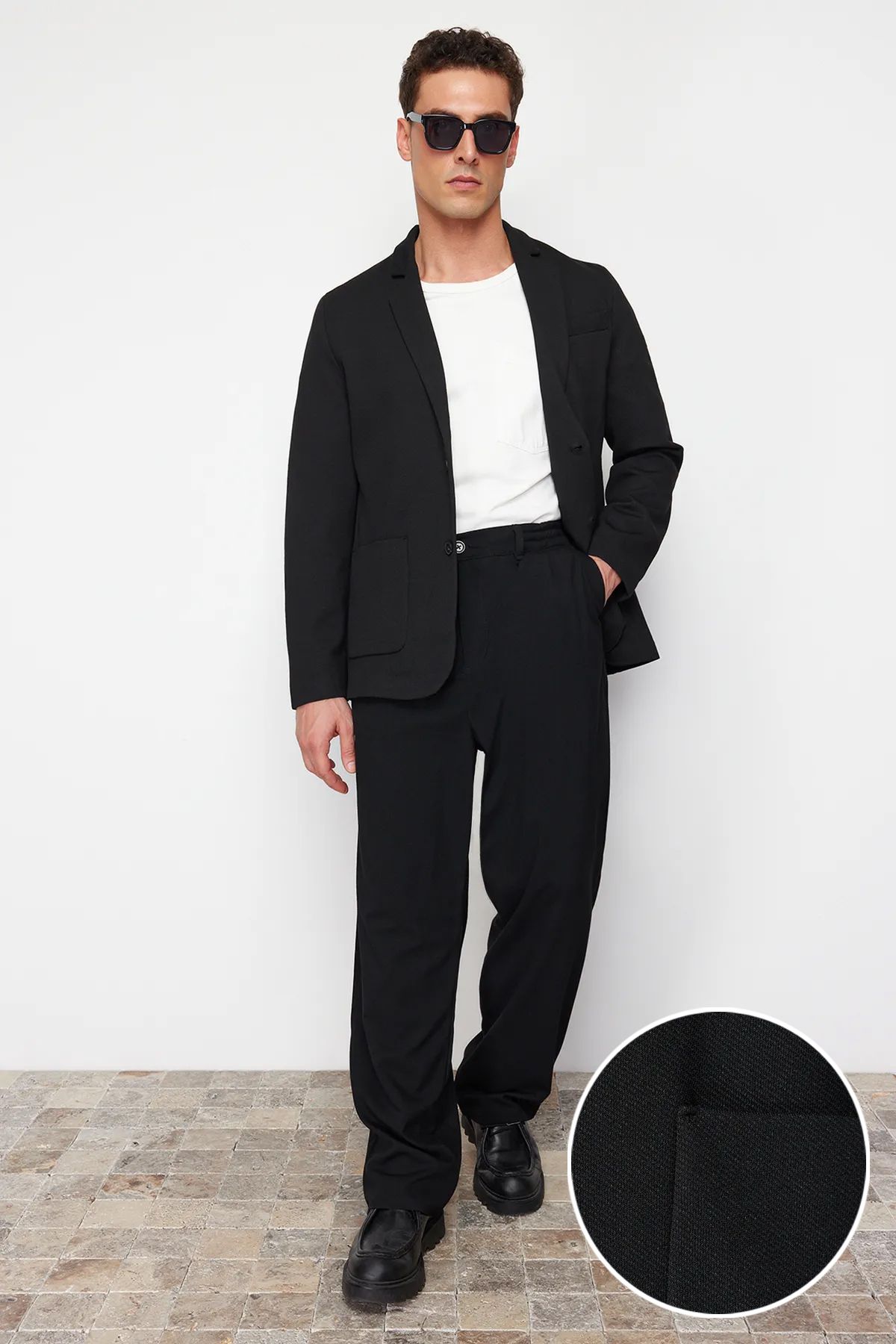 TRENDYOL MAN Siyah Slim Fit Çift Cepli Blazer Ceket TMNAW23CE00014