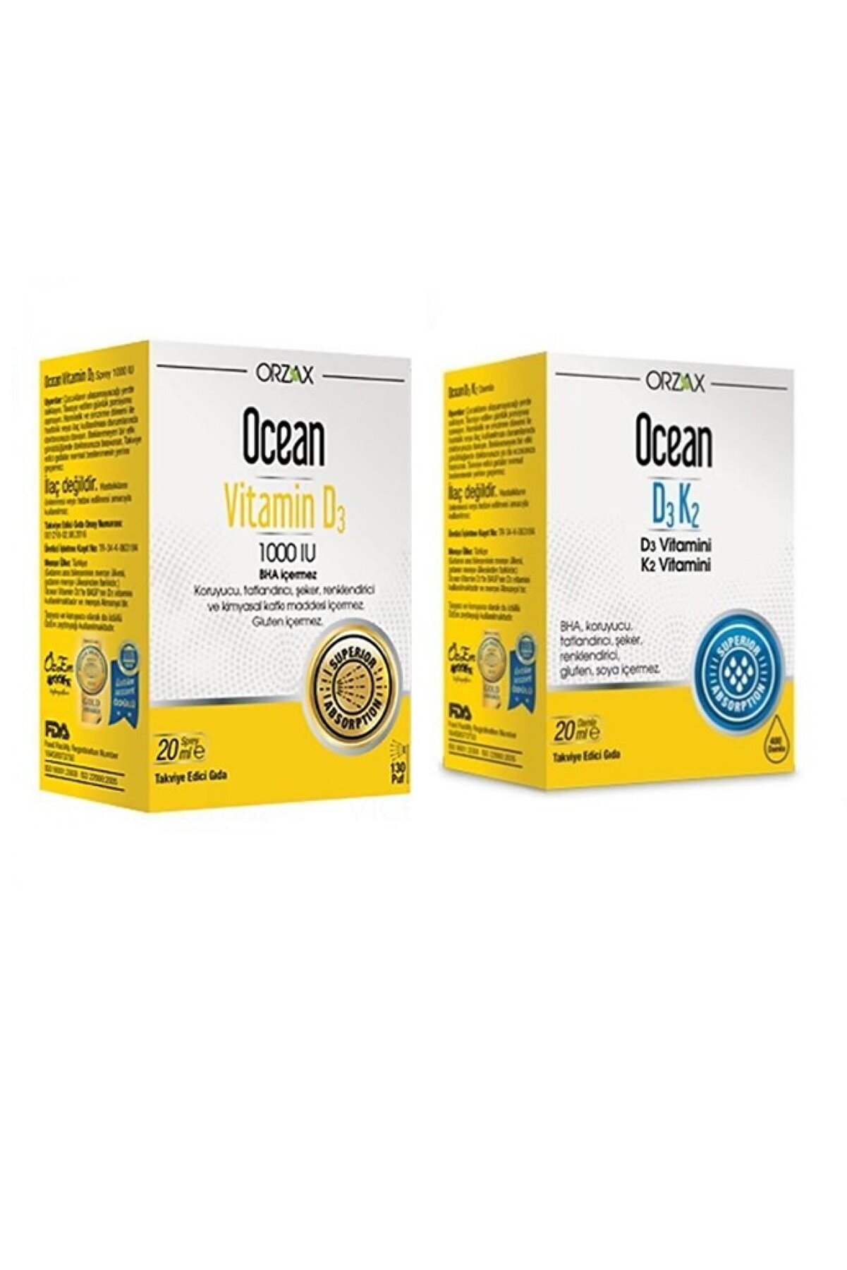 Ocean D3 Vitamini Ocean Vitamin D3 1000 Iu Sprey 20 ml Ve D3 K2 Vitamin Damla 20 ml