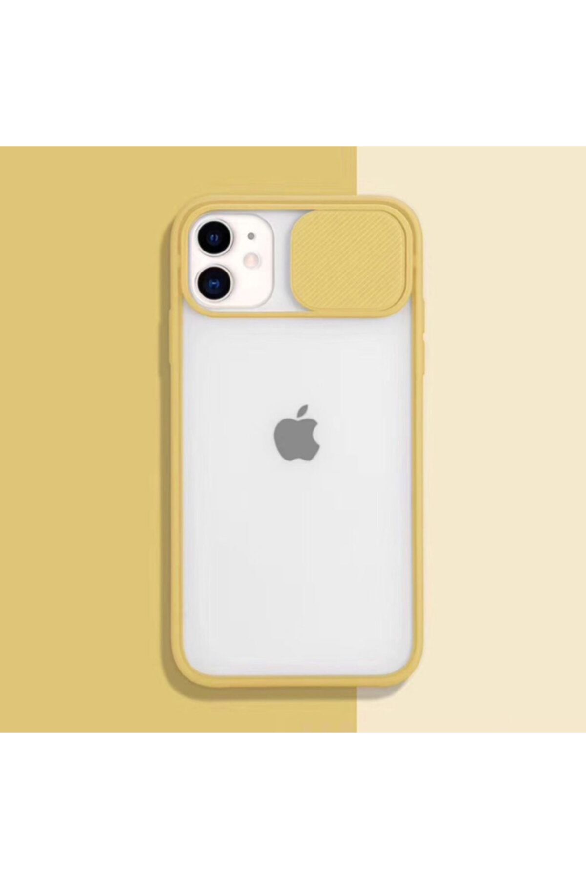 Zengin Çarşım Iphone 11 (6.1'') Kamera Lens Korumalı Sürgülü Lüx Kılıf Sarı