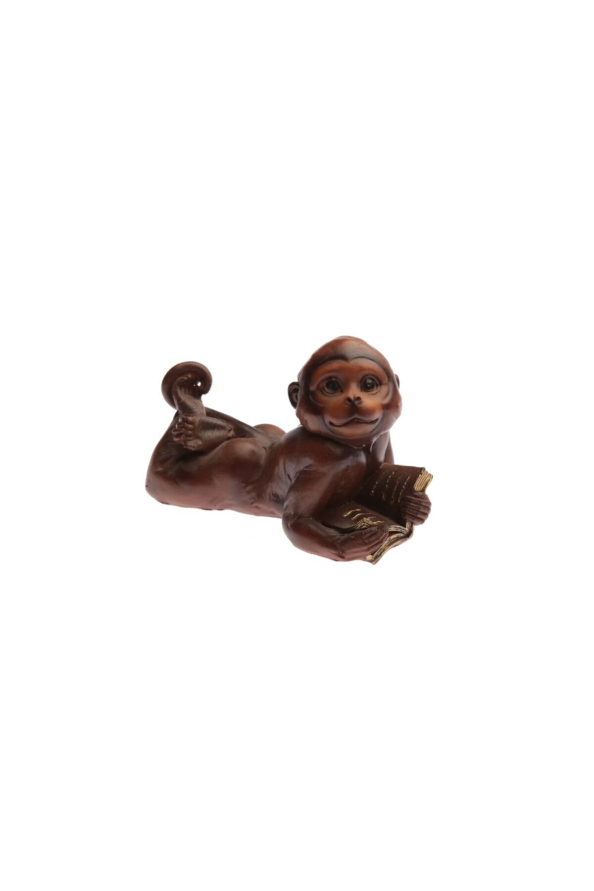 Still Aksesuar Kahverengi Dekoratif Tekli Ahşap Maymun 10x14 cm