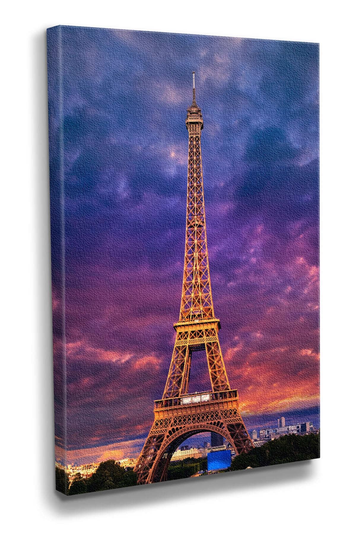 Tilki Dünyası Eiffel Kulesi Gün Batımı Kanvas Tablo