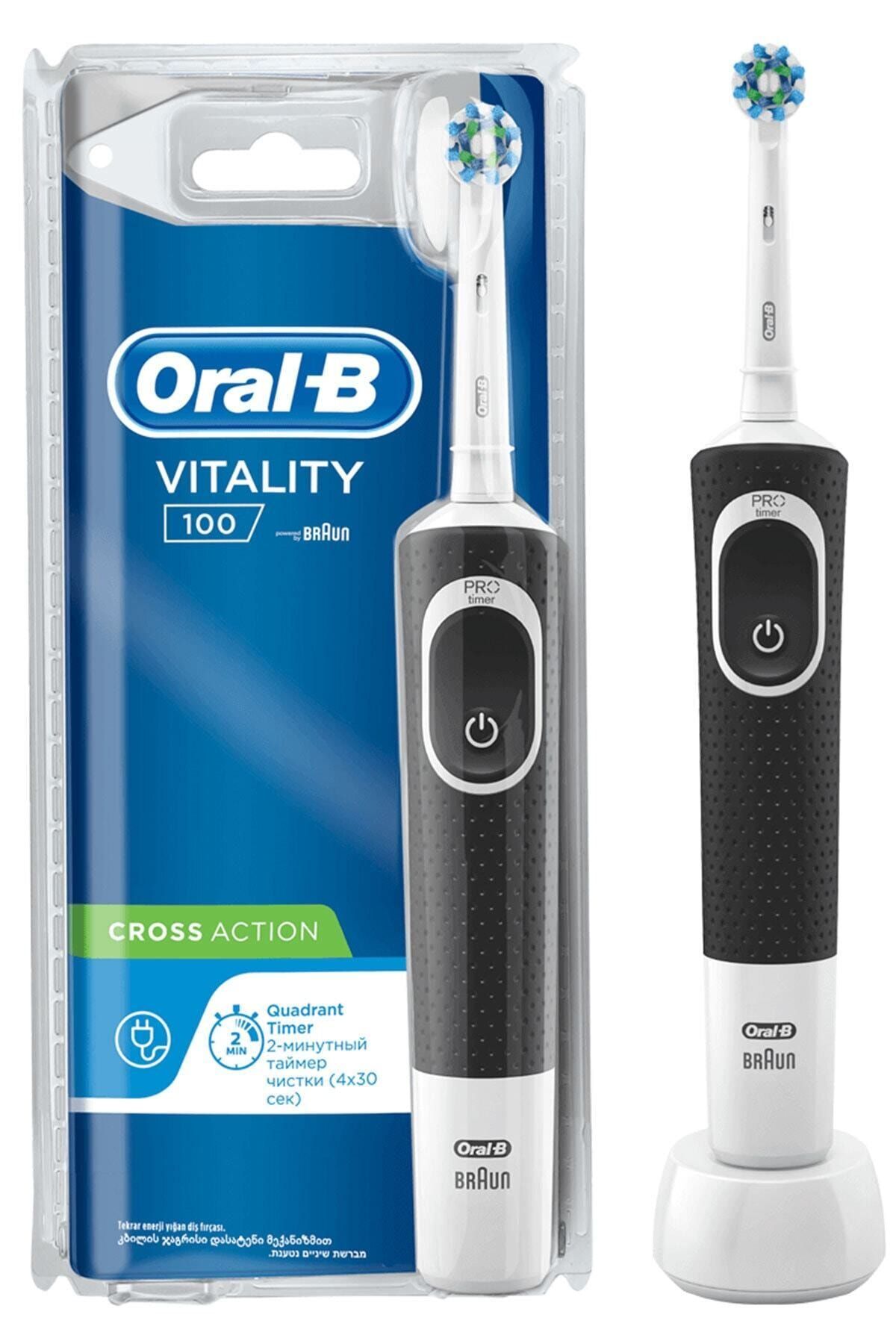 Oral-B Afet Özel D100 Şarj Edilebilir Diş Fırçası Cross Action Siyah
