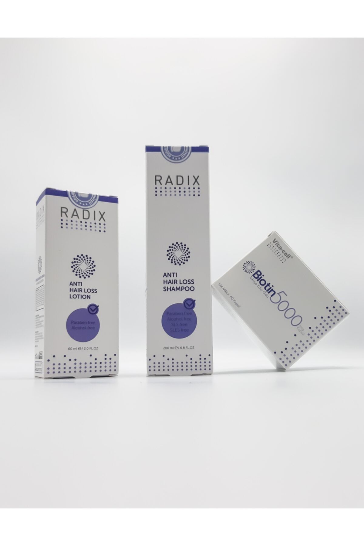 Radix Saç Dökülme Önleyici Set - Şampuan, Losyon 5% Procapil, Biotin 5000mcg