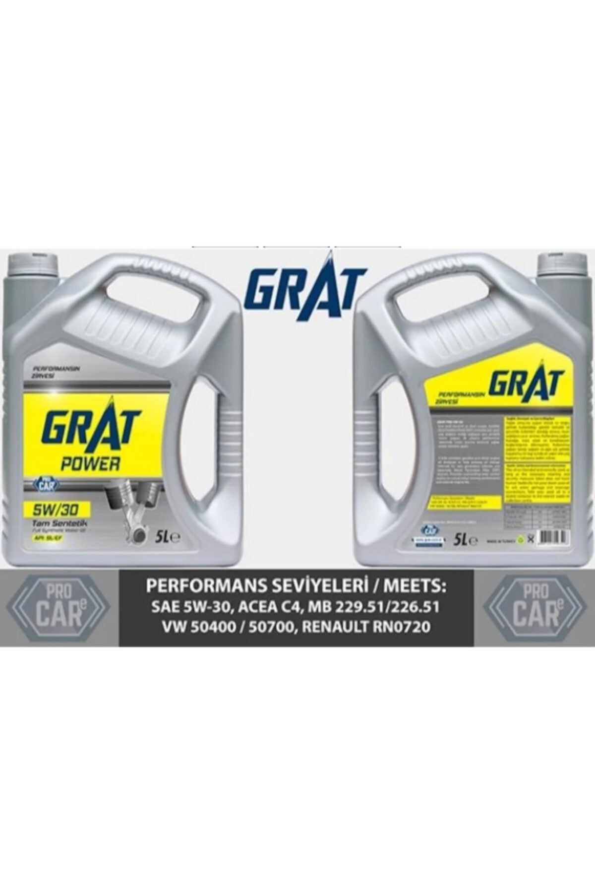 GRAT Pro 5w30 (rn720 Edg) (tam Sentetik Partikullu Motor Yağı 5lt