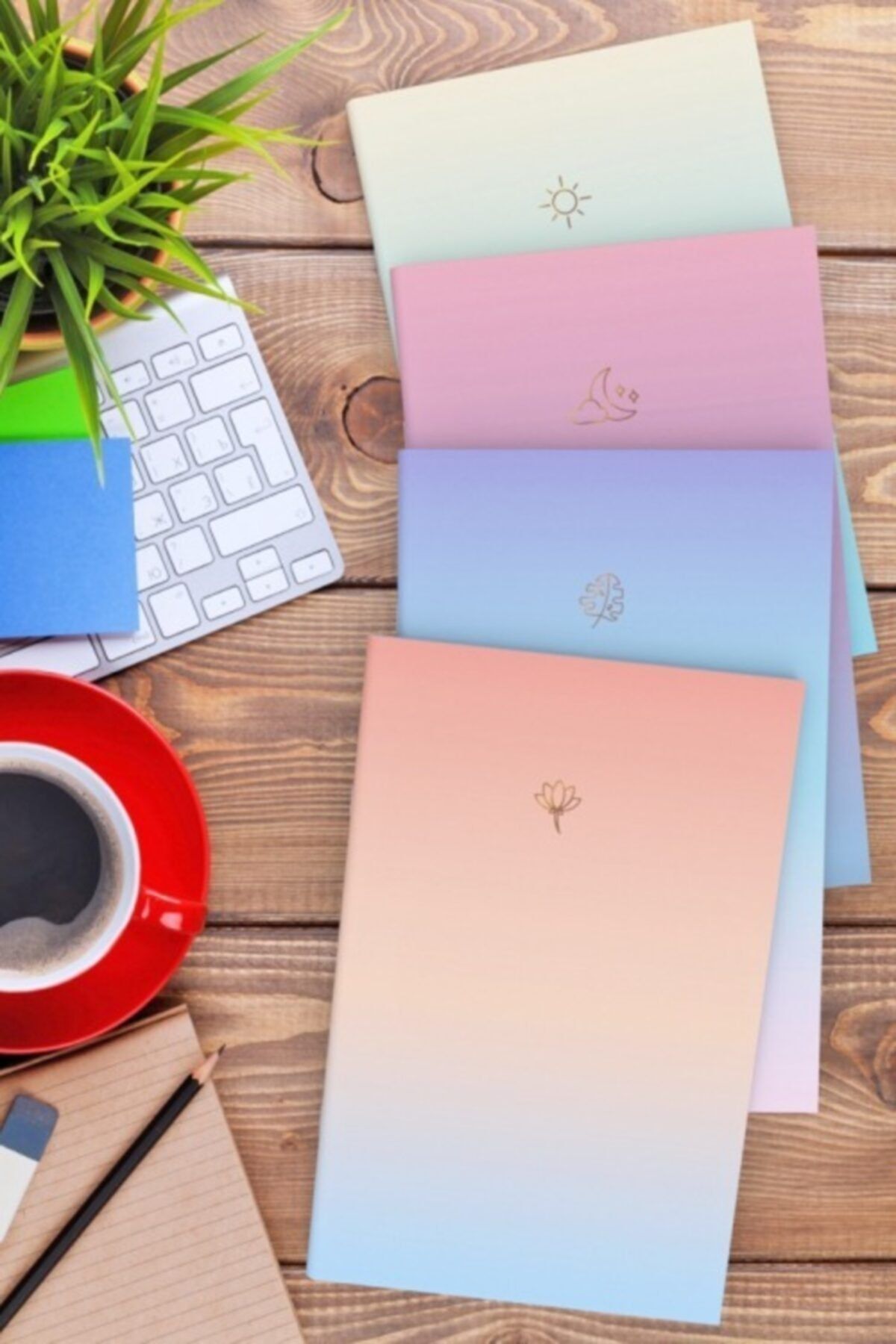 AKILLICA Notebook 4'lü Defter Set Soft Gradient Serisi 13,5x21 Cm