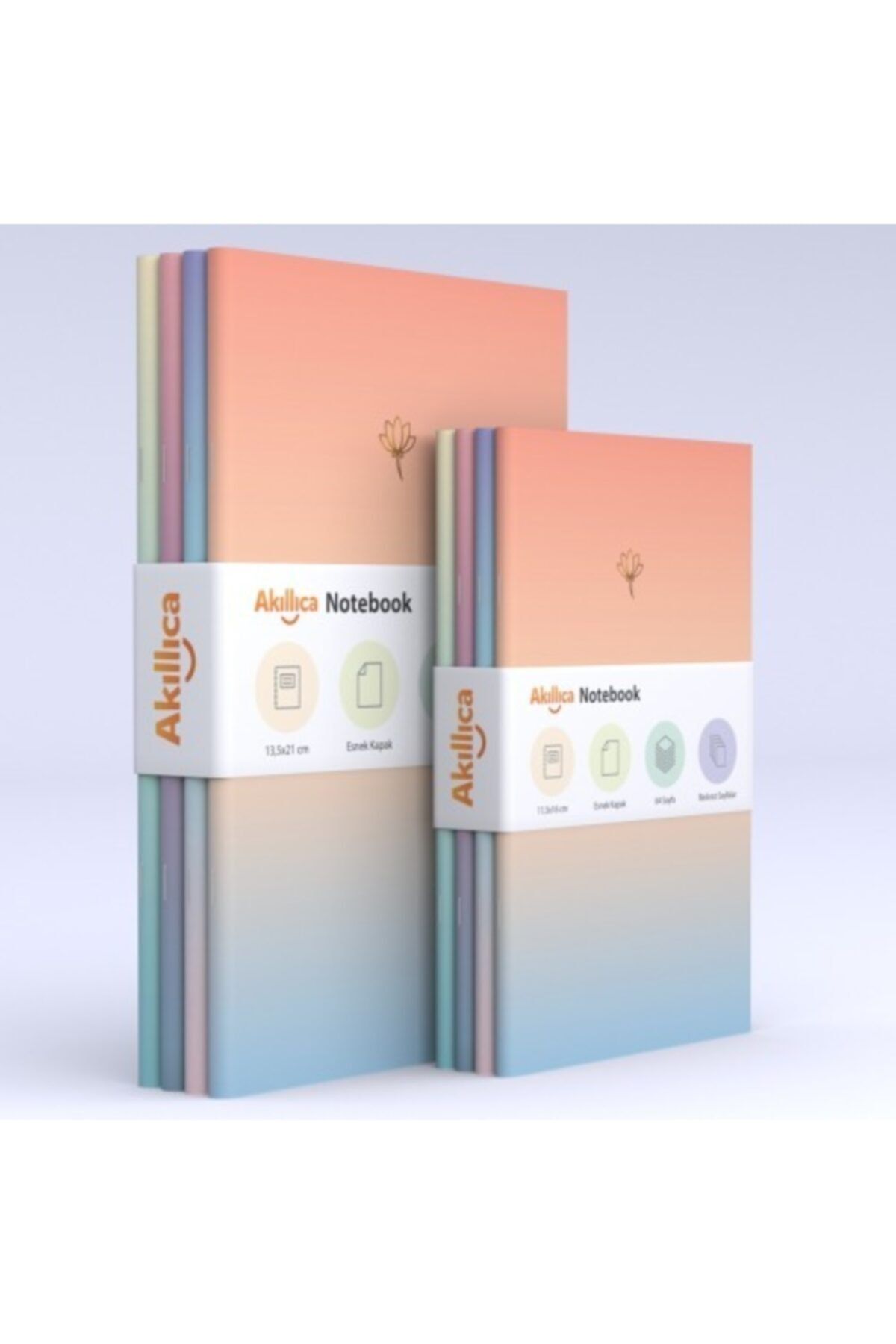 AKILLICA 8'li Defter Set Soft Pastel Notebook Gradient Serisi
