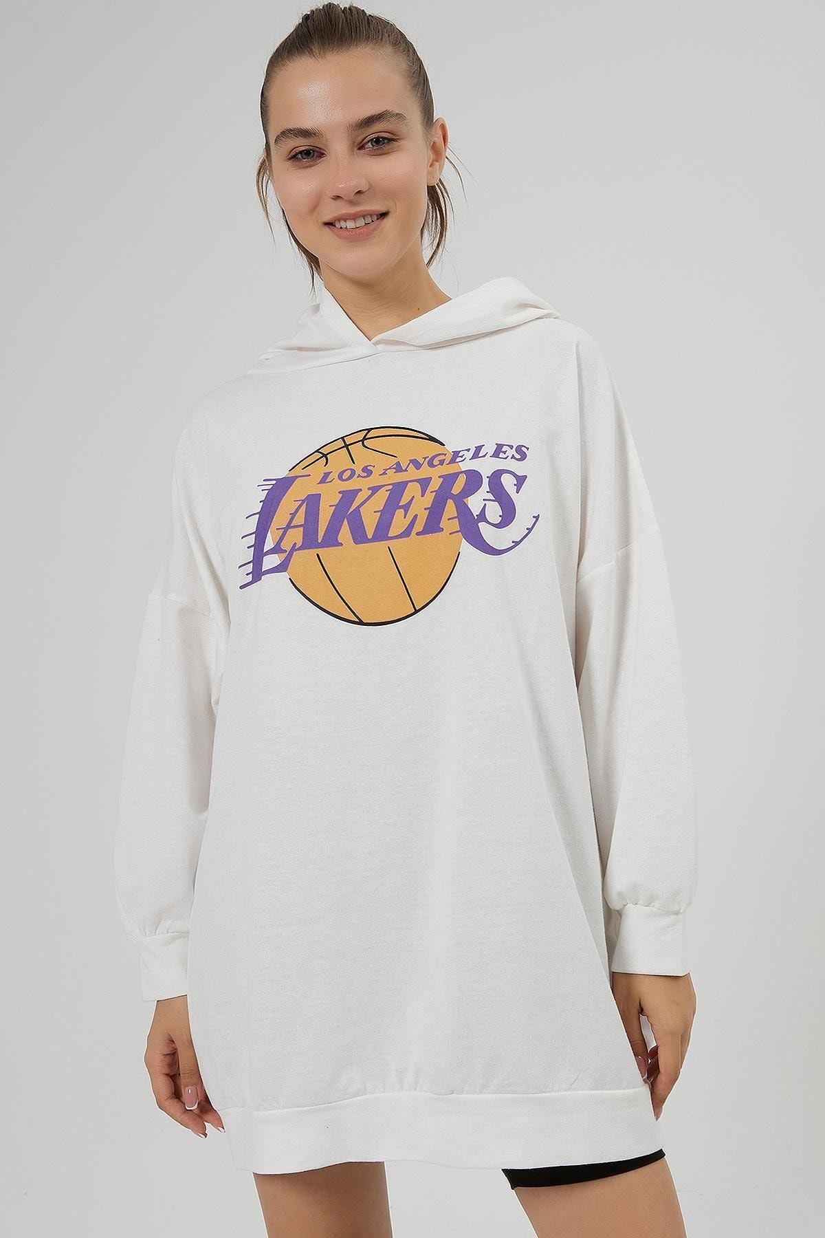 Pattaya Kadın Lakers Baskılı Oversize Sweatshirt Y20w185-1280