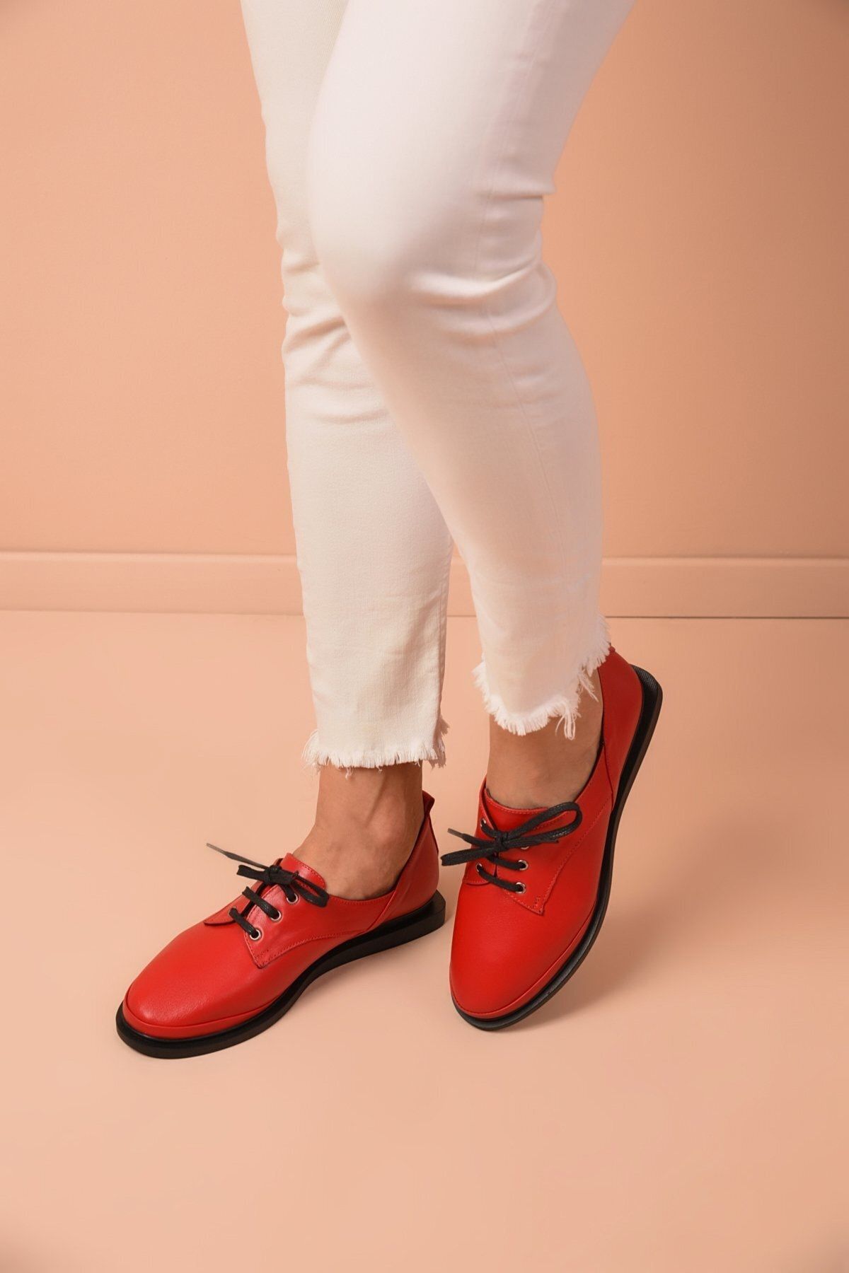 Shoes Time Kadın Kırmızı Deri Günlük Ayakkabı 20k 172