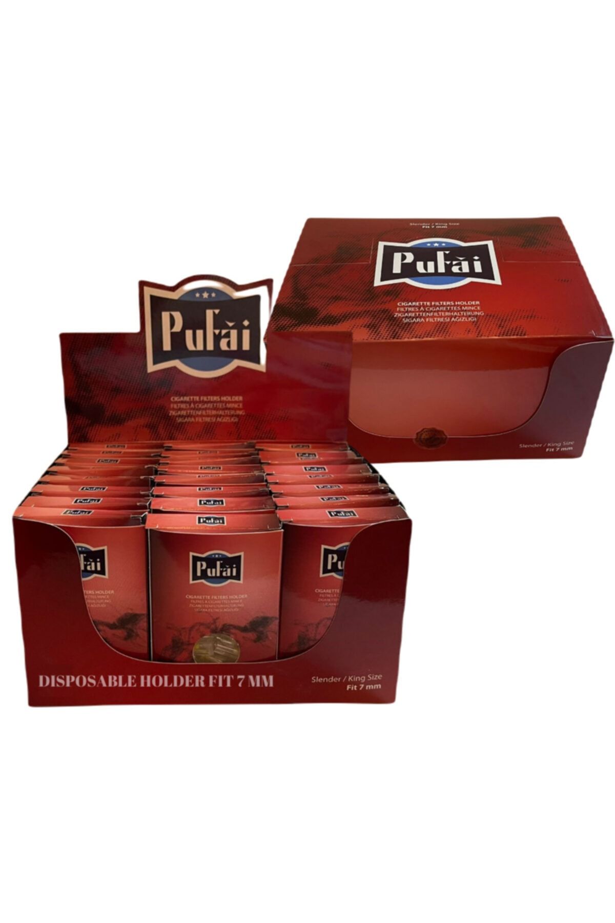 Pufai Slender Boy Kırmızı Kutu İçerisinde Sigara Ağızlığı 30'lu x 24 Paket