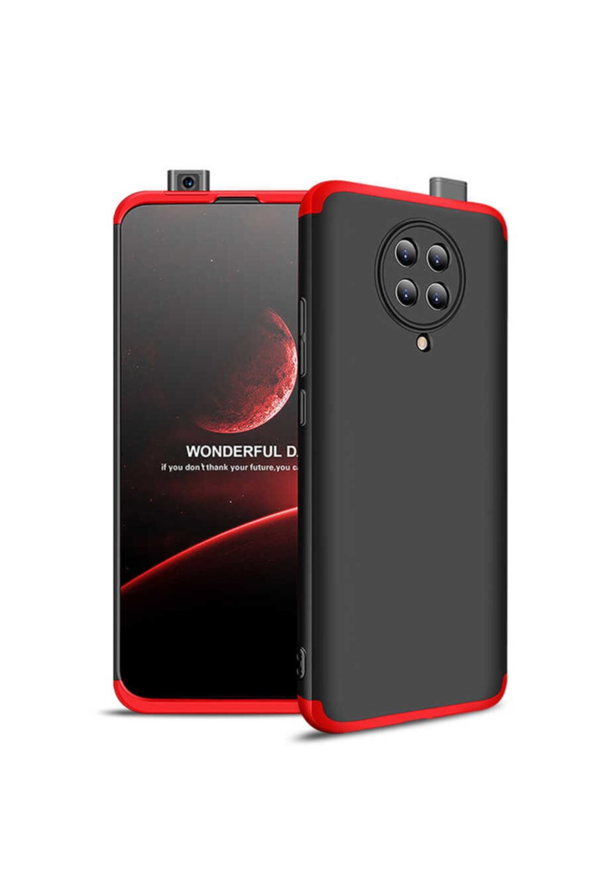Nezih Case Xiaomi Poco F2 Pro Uyumlu Sert Silikon Kılıf (MAT GÖRÜNÜM ULTRA İNCE) Siyah/kırmızı