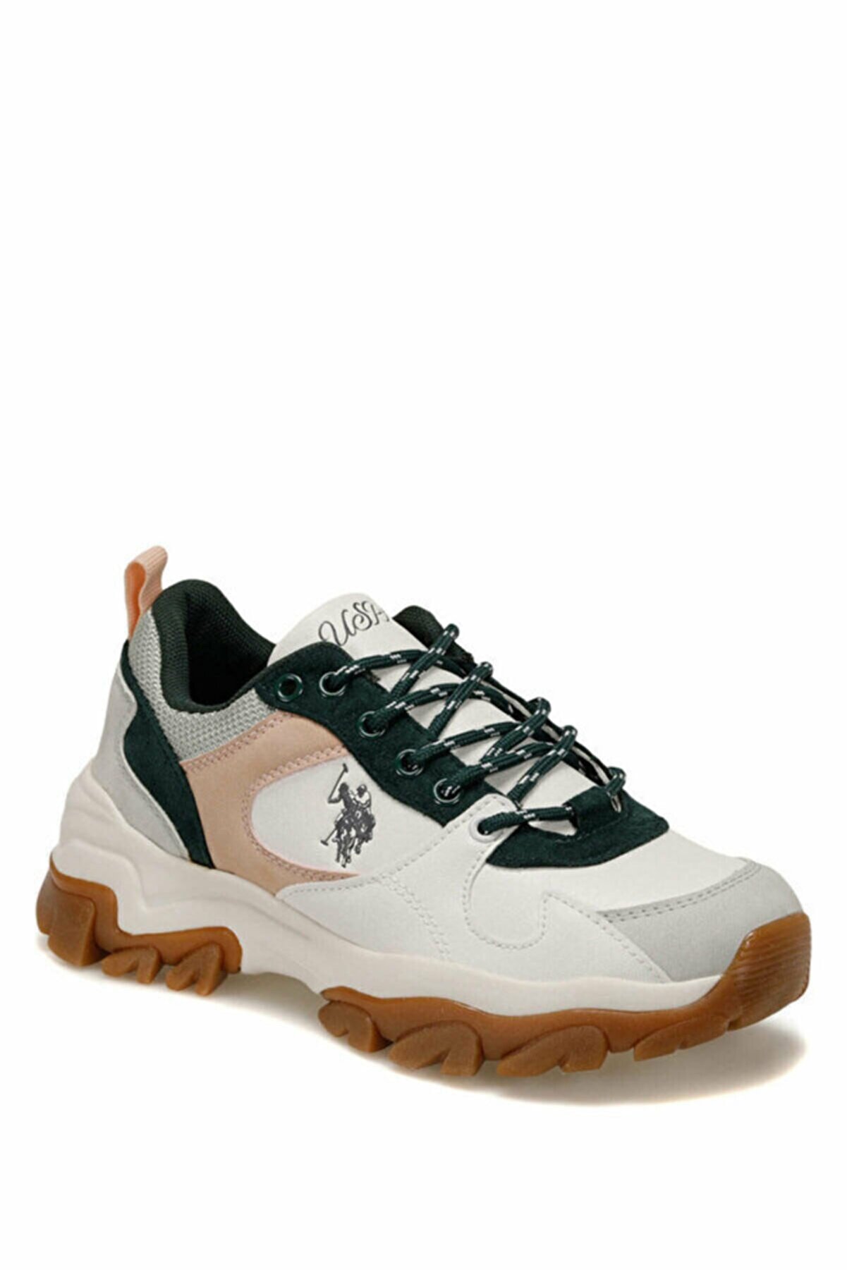 US Polo Assn Tracky Beyaz Yeşil Pembe Kadın Outdoor Sneaker 101038455
