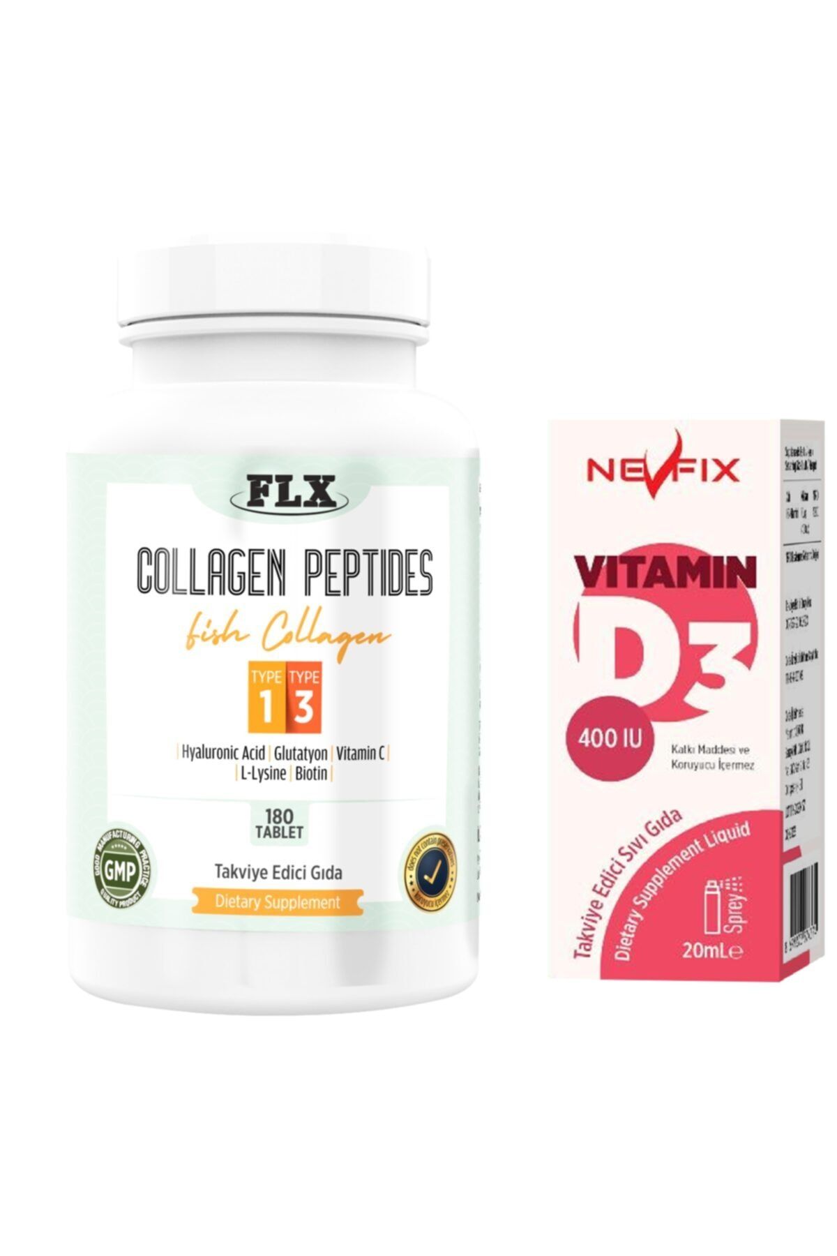 Nevfix Balık Kolajeni Tip 1 Tip 3 Fish Collagen 180 Tablet D3