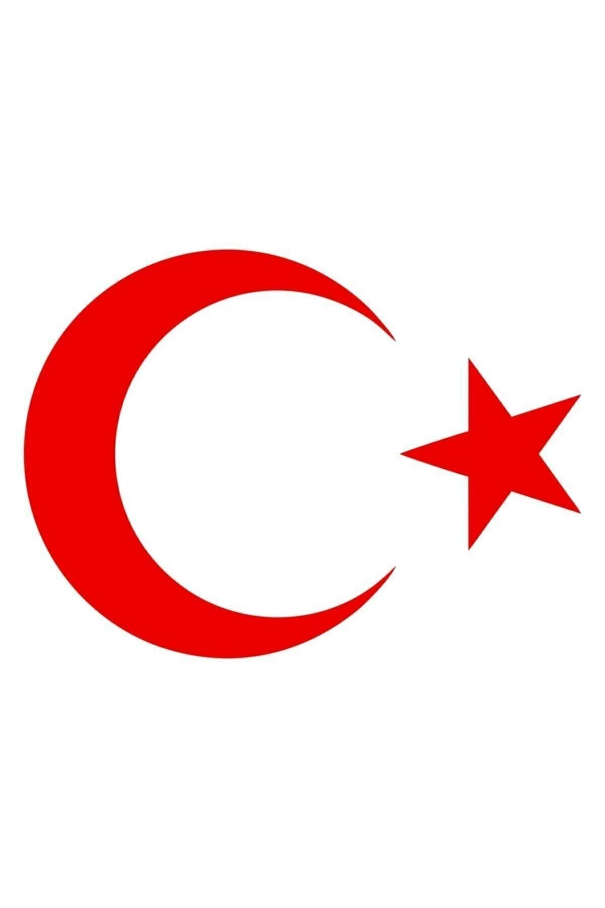 Quart Aksesuar Ay Yıldız Sticker Türk Bayrağı Sticker 10 X 7,5 Cm Kırmızı