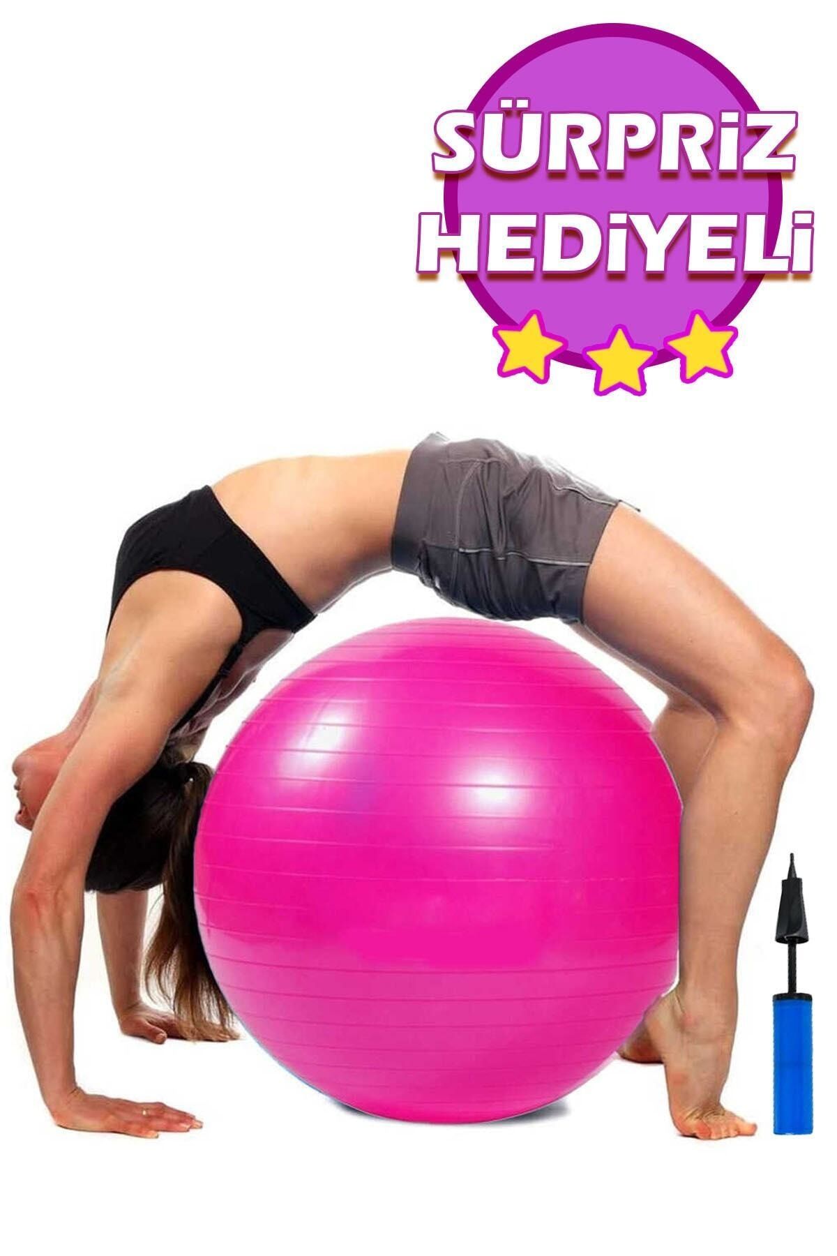 Leyaton Pilates Topu Seti Pembe 65 Cm Deluxe Yoga Plates Egzersiz Topu Ball Şişirme Pompası Seti