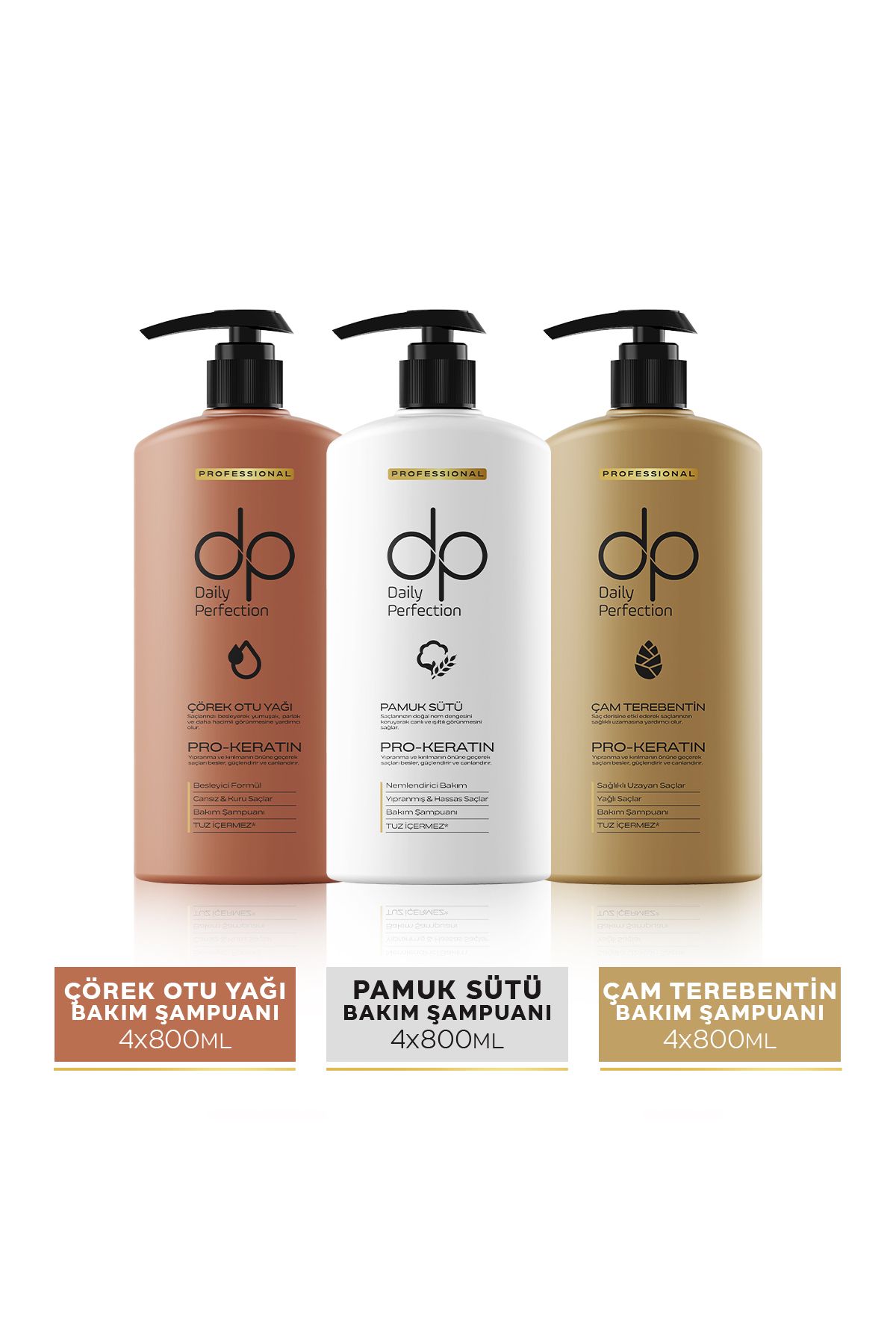 dp Daily Perfection Şampuan Seti Profesyonel Bakım 800 ml X 12 Adet